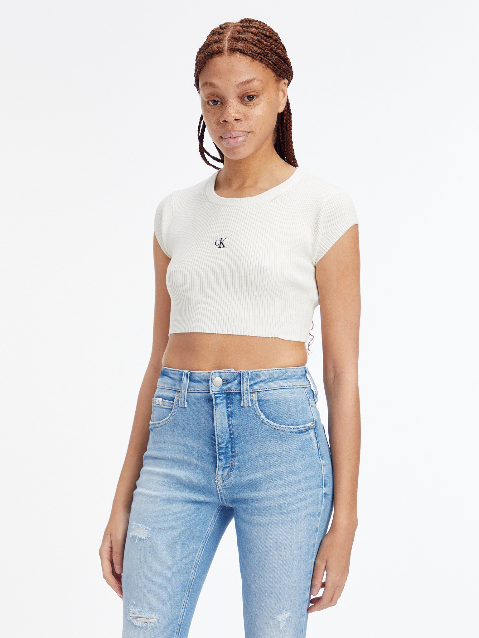 Calvin Klein Jeans Crop top White - Pepit.gr