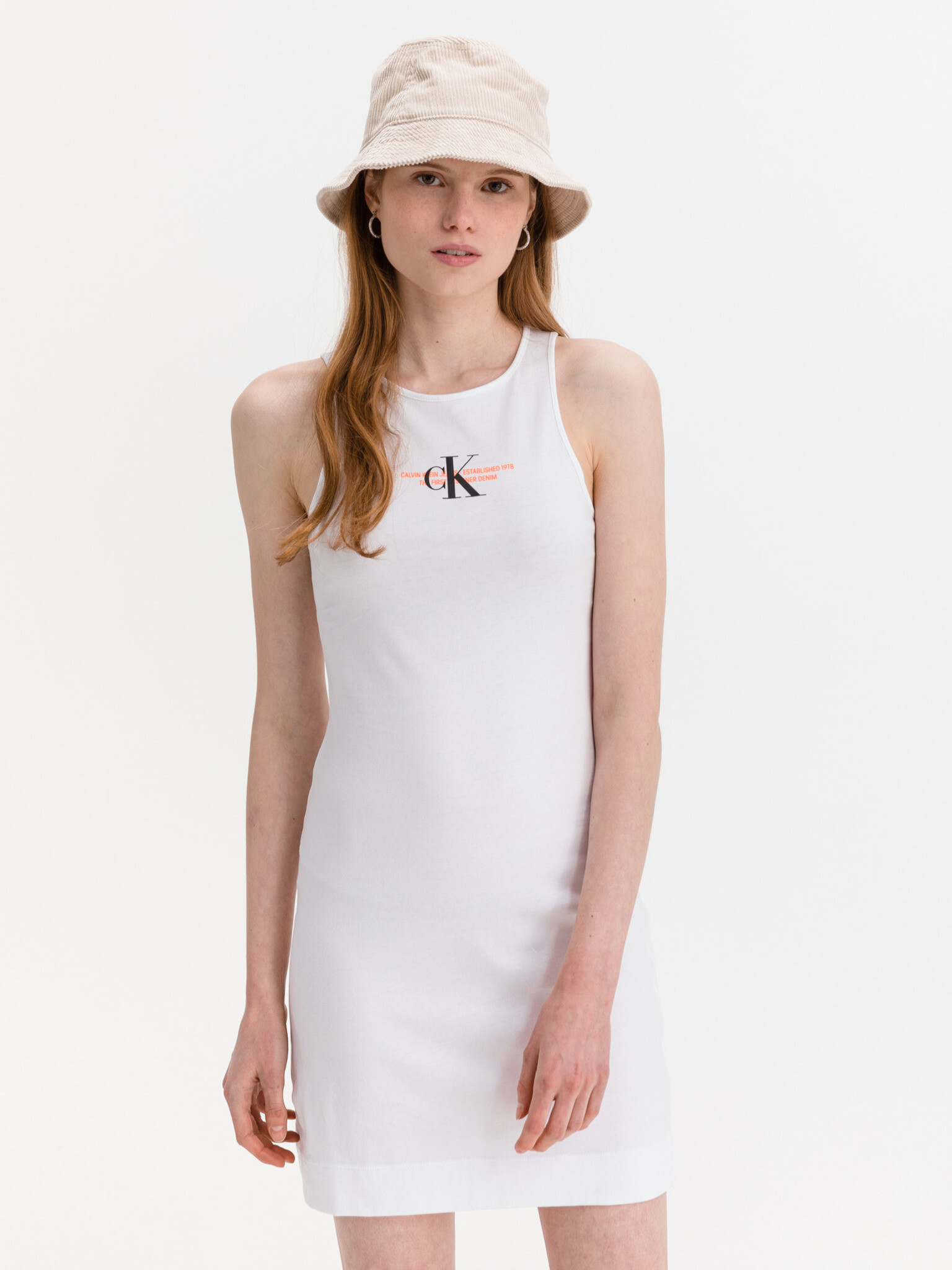 Calvin Klein Jeans Urban Logo Dresses White - Pepit.gr