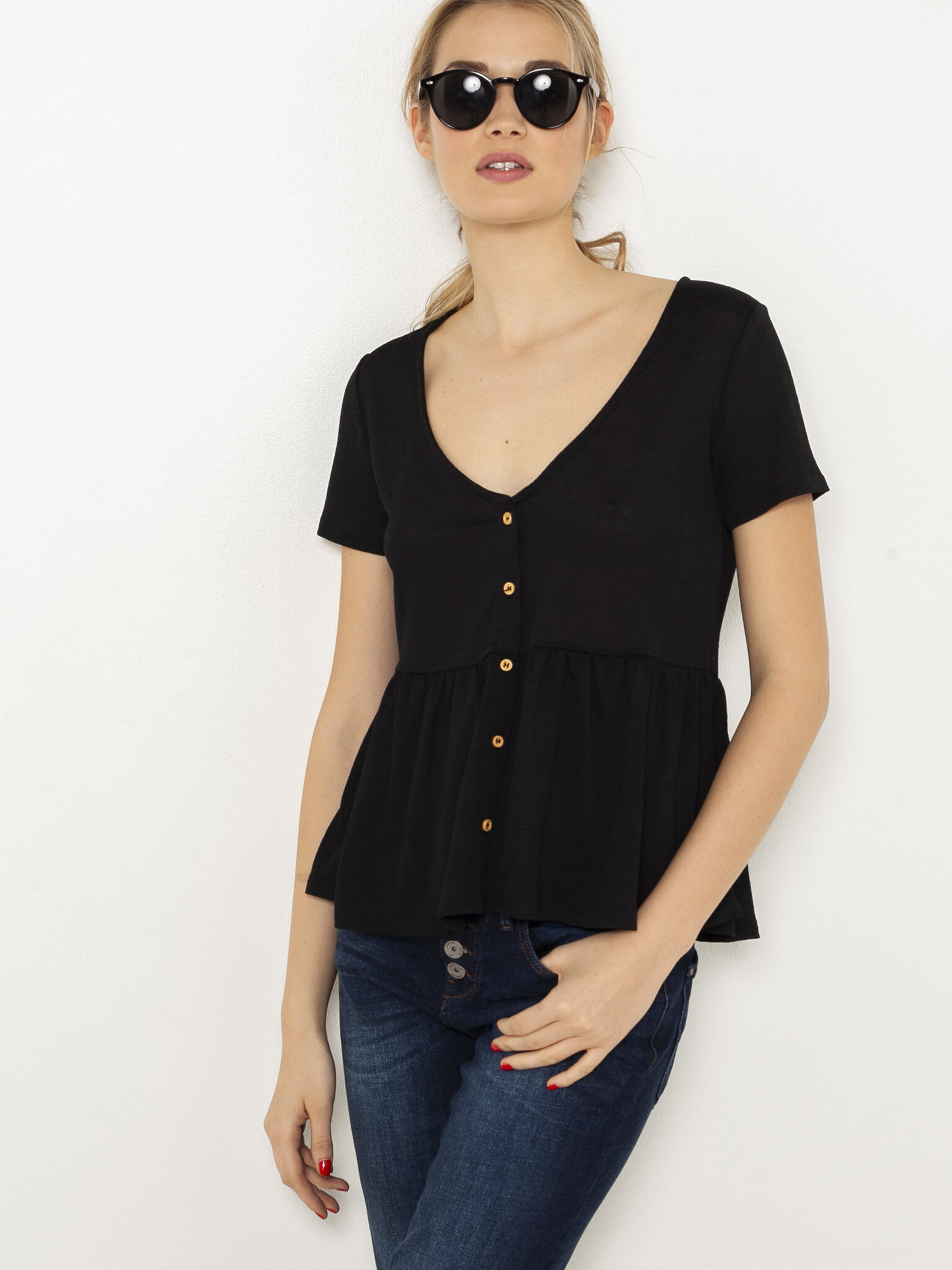 CAMAIEU Blouse Black - Pepit.gr