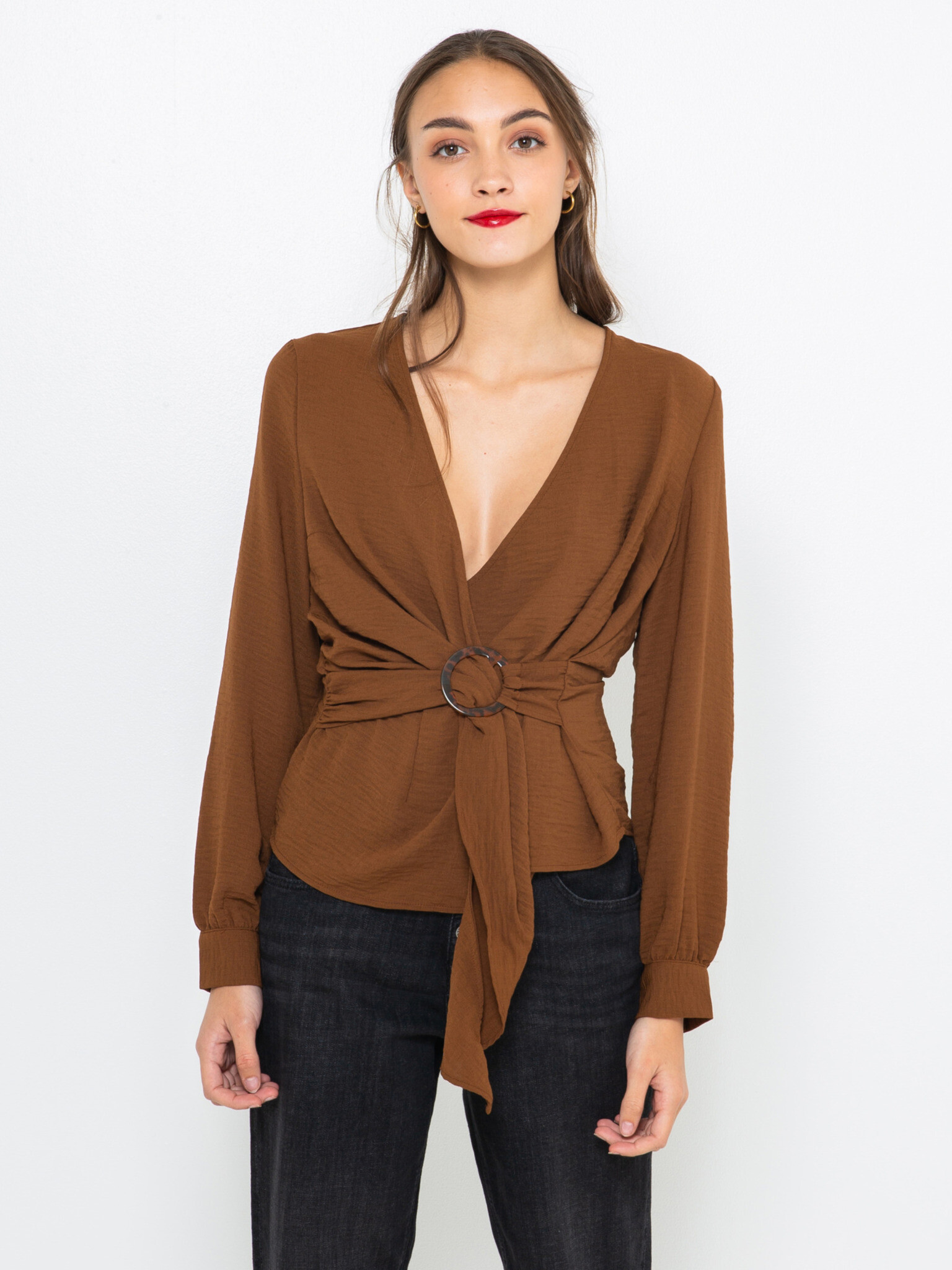 CAMAIEU Blouse Brown - Pepit.gr