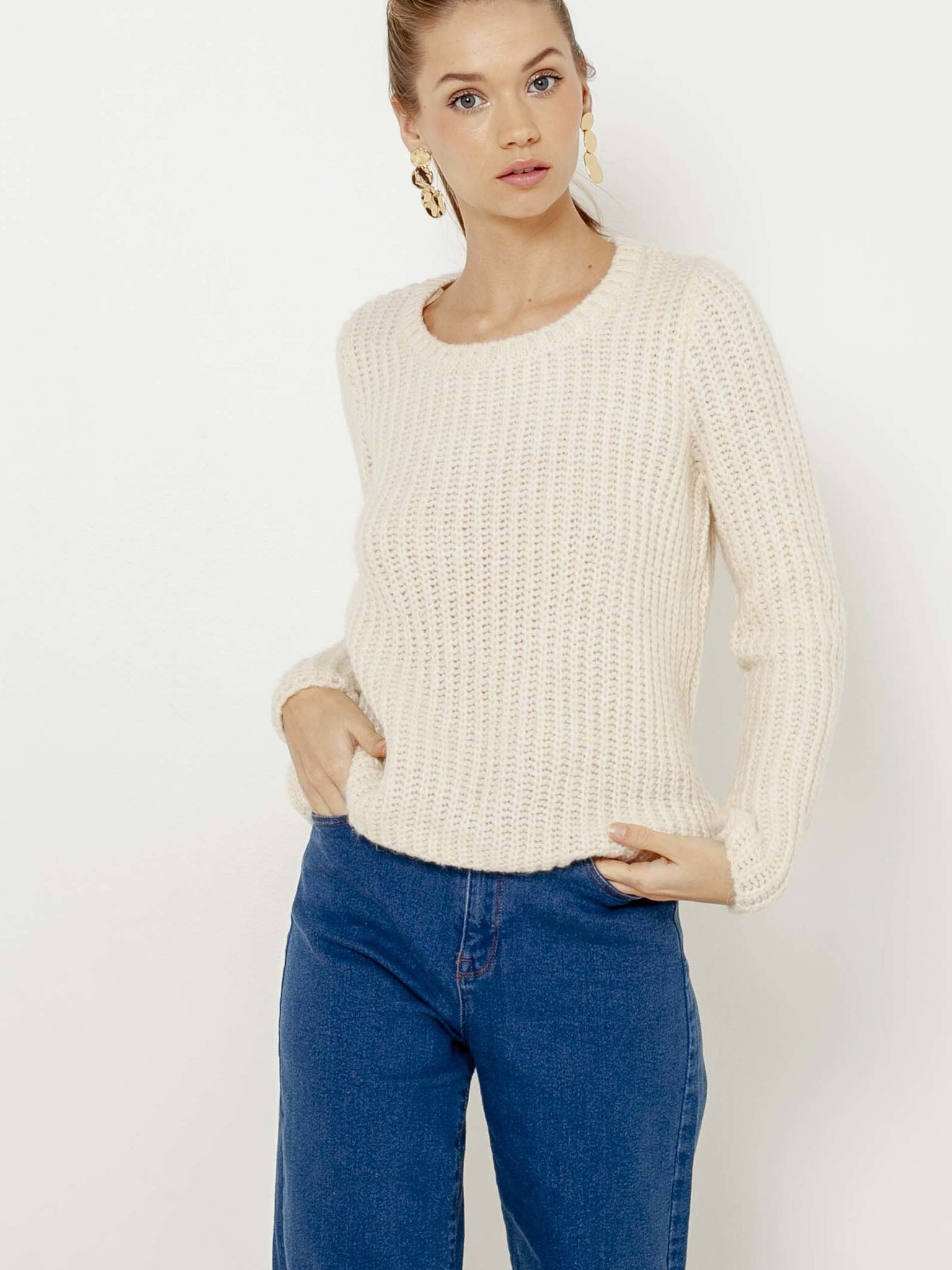 CAMAIEU Sweater White - Pepit.gr