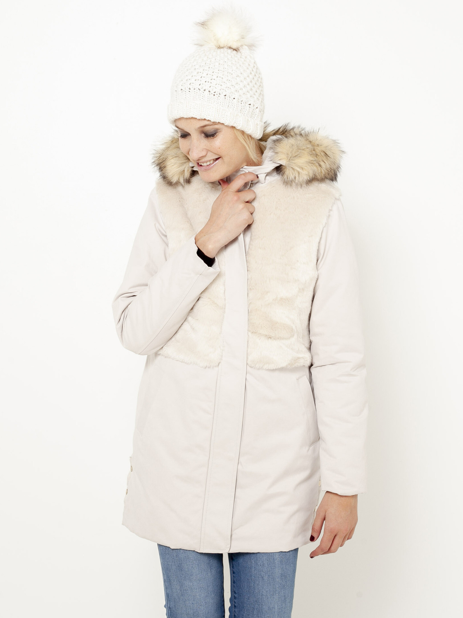 CAMAIEU Winter jacket White - Pepit.gr