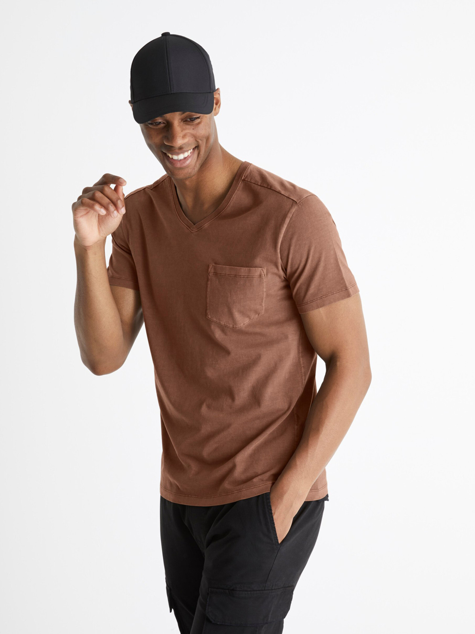 Celio Bewashv T-shirt Brown - Pepit.gr