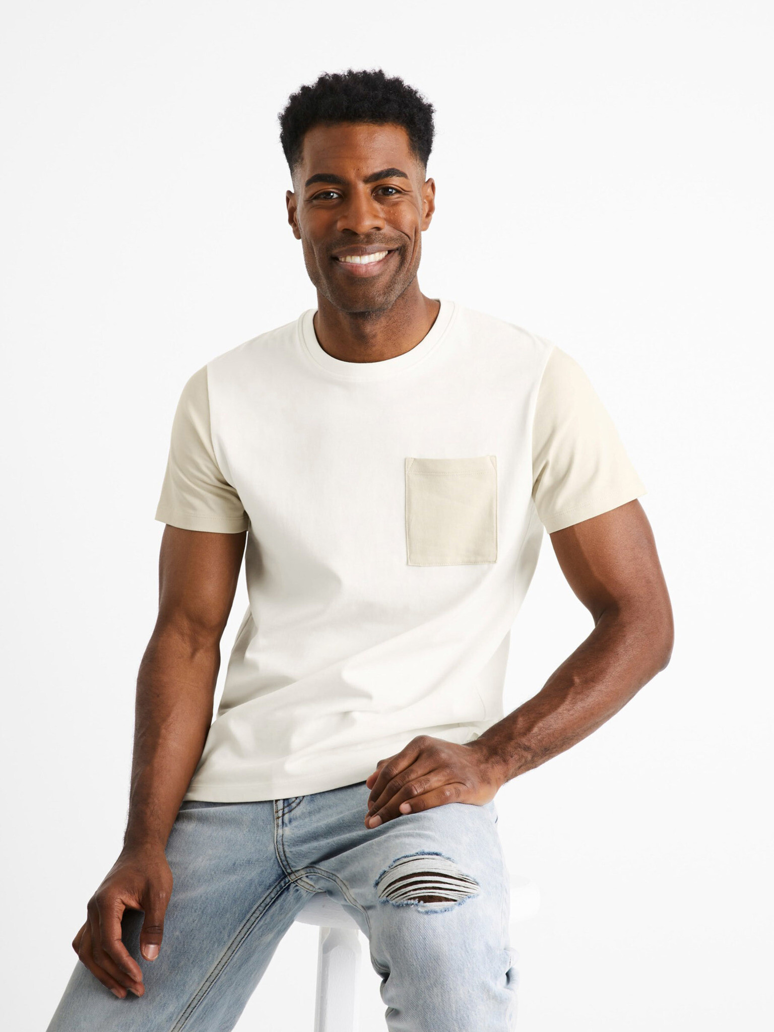 Celio Cebloc T-shirt Beige - Pepit.gr