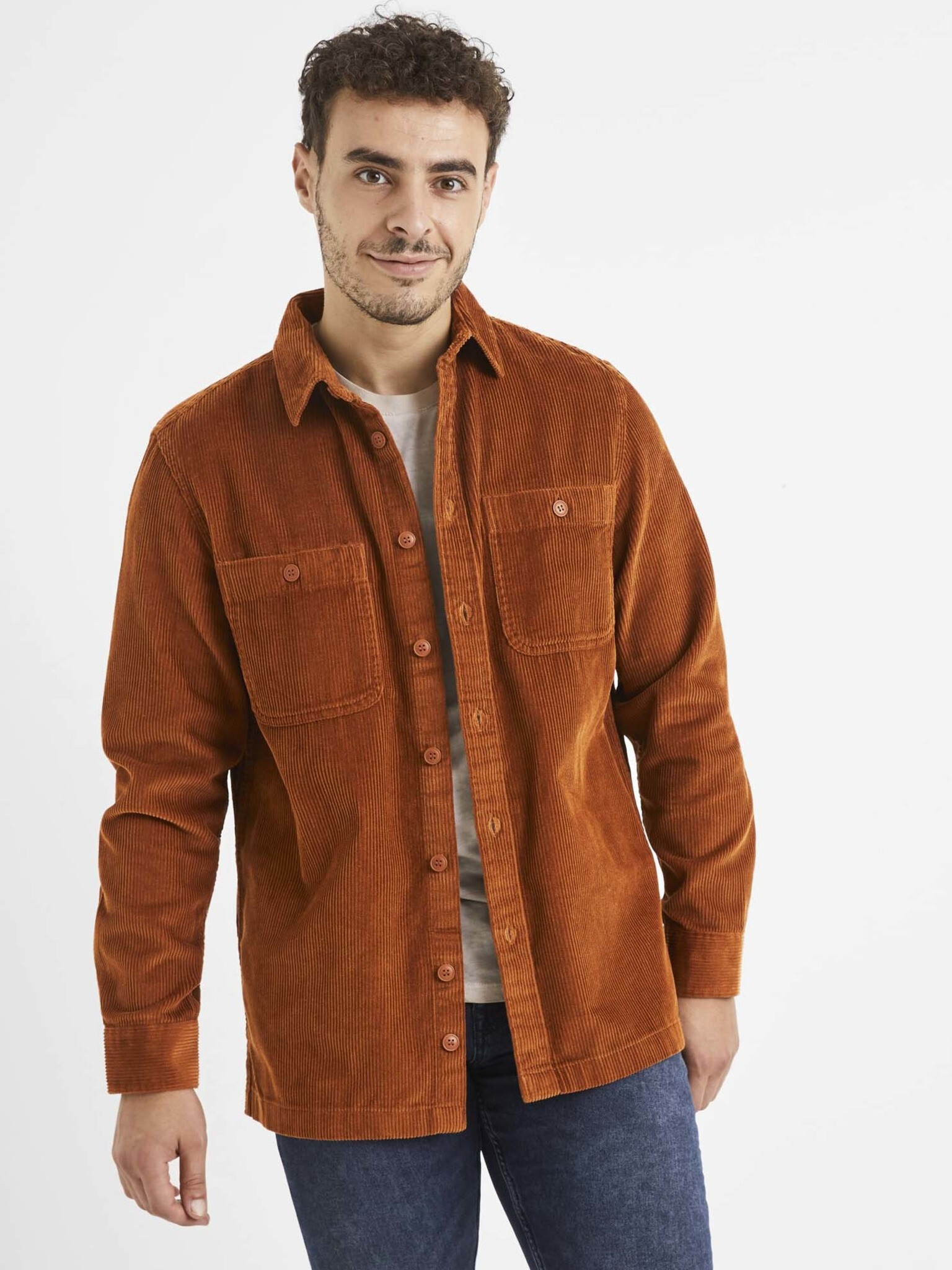 Celio Vavelour Shirt Brown - Pepit.gr