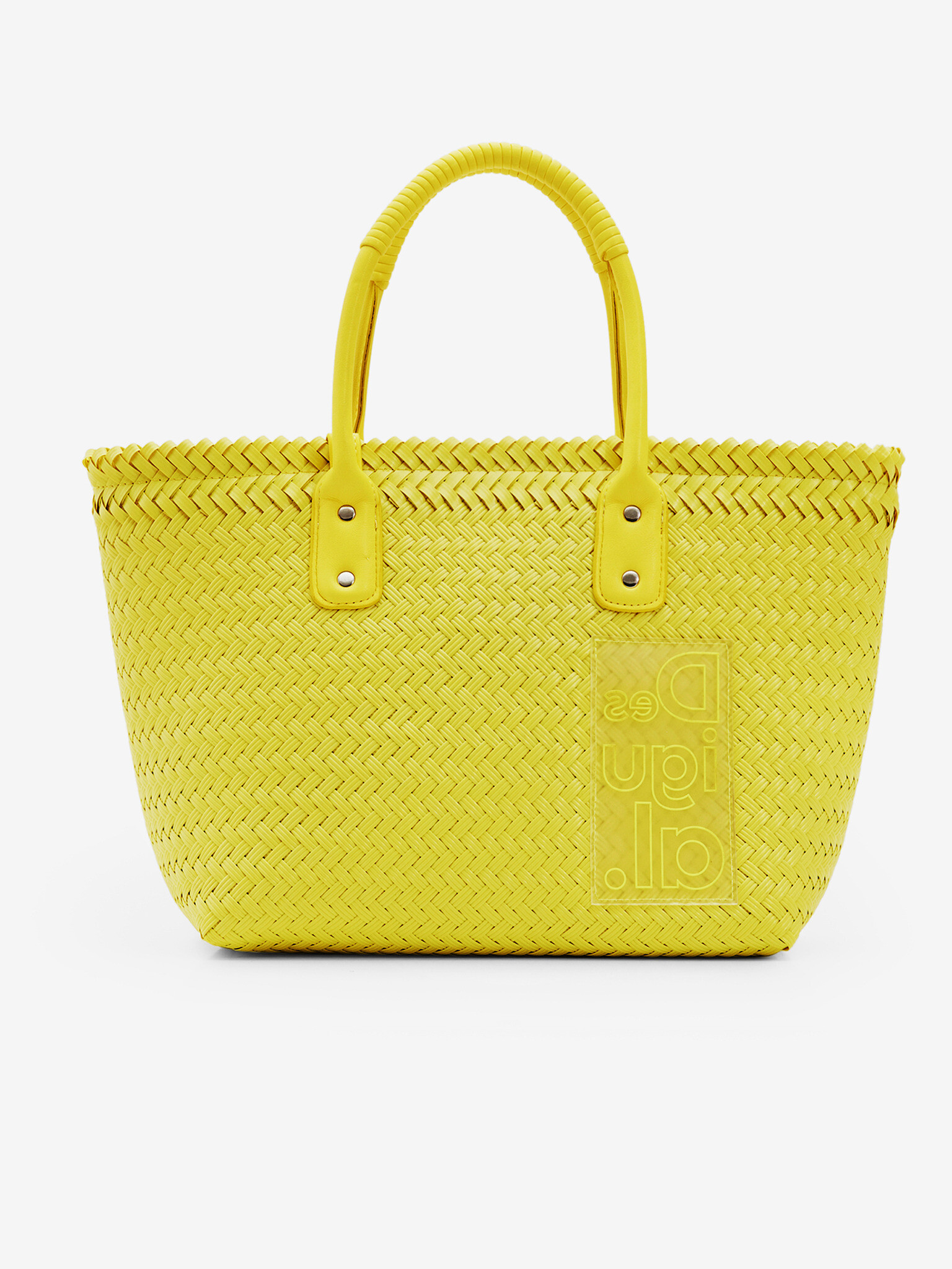 Desigual Basket Braided Zaire Handbag Yellow - Pepit.gr