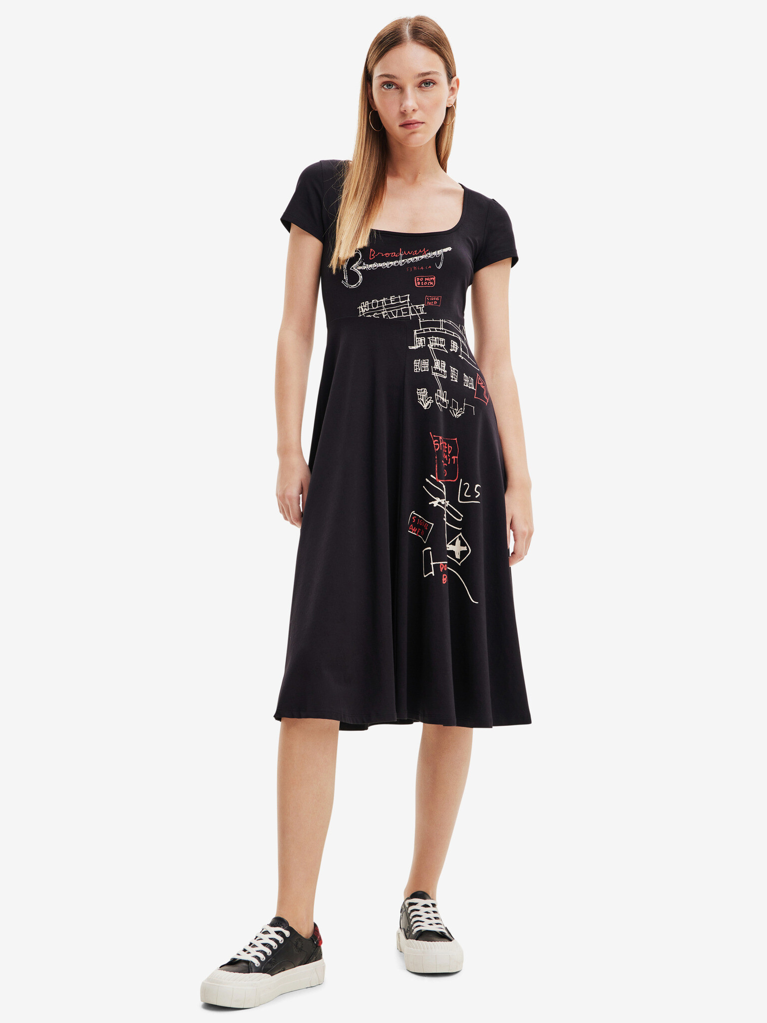 Desigual Broadway Road Dresses Black - Pepit.gr