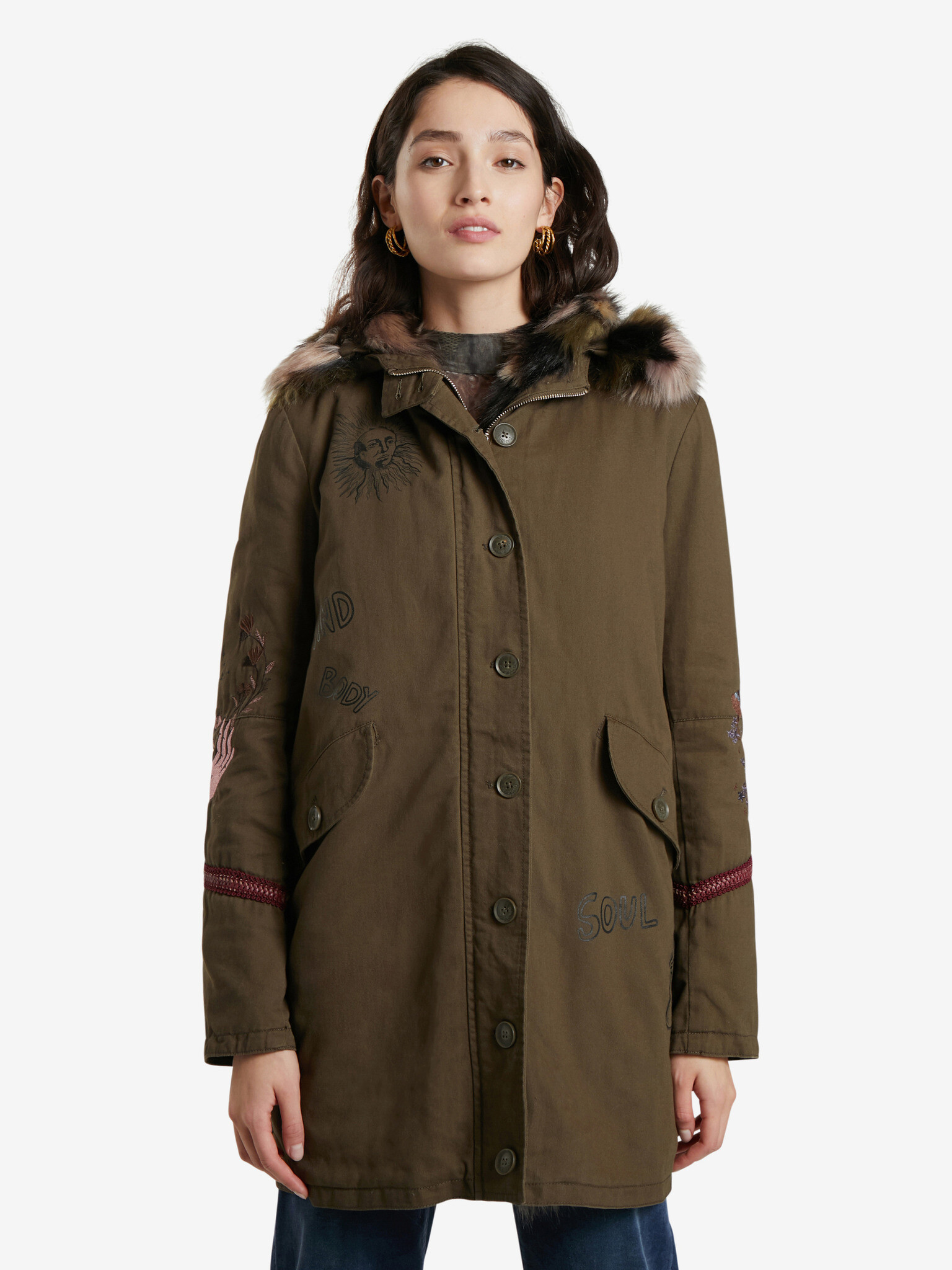 Desigual Chaq Lisboa Parka Green - Pepit.gr