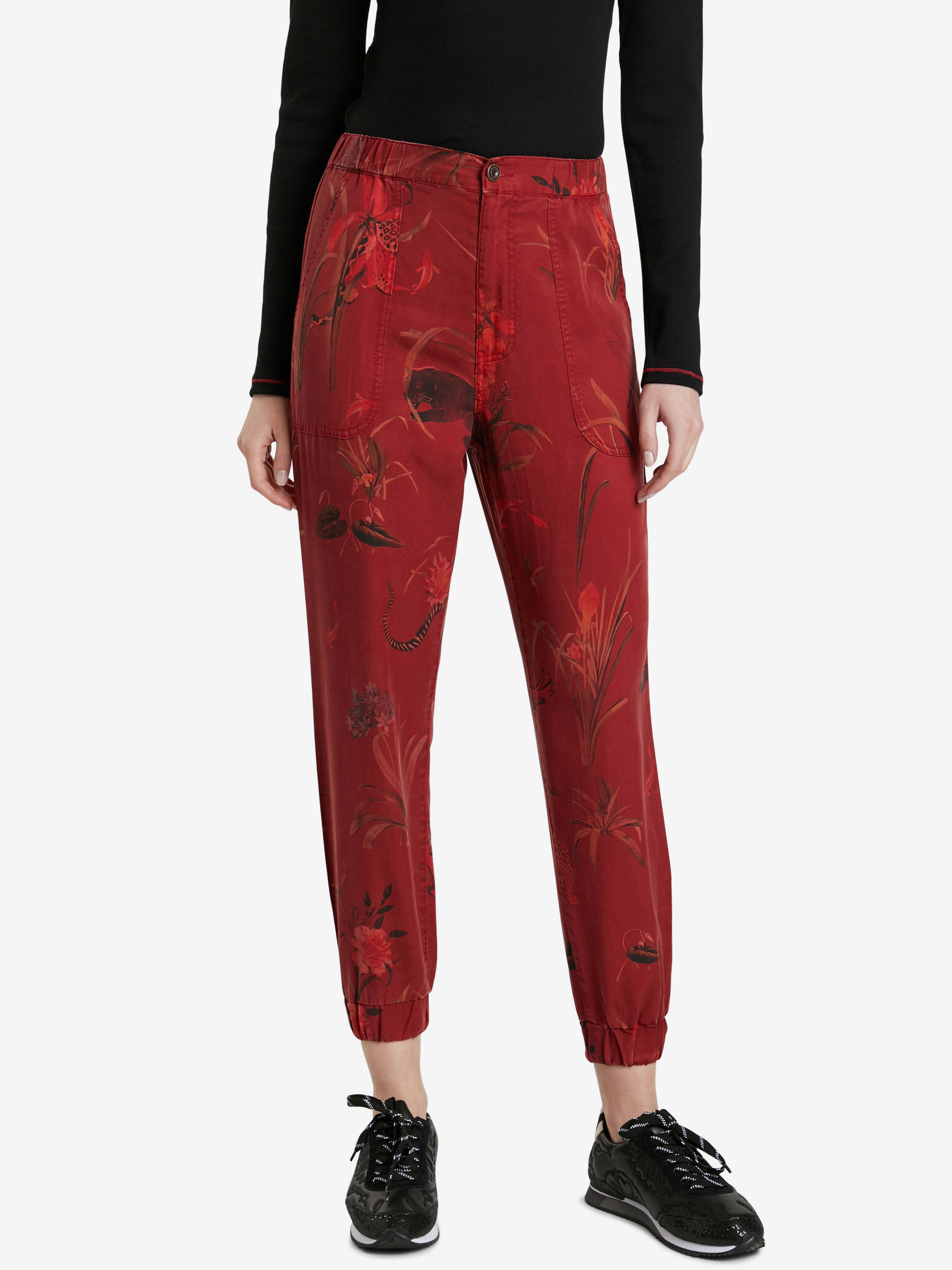 Desigual Cmotiger Trousers Red - Pepit.gr