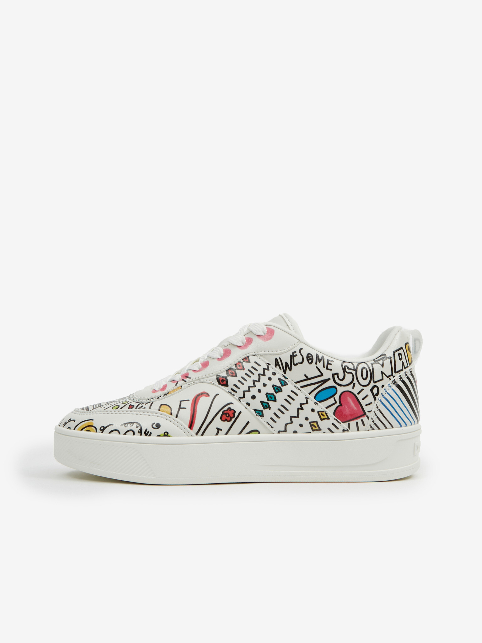 Desigual Fancy Lettering Sneakers White - Pepit.gr