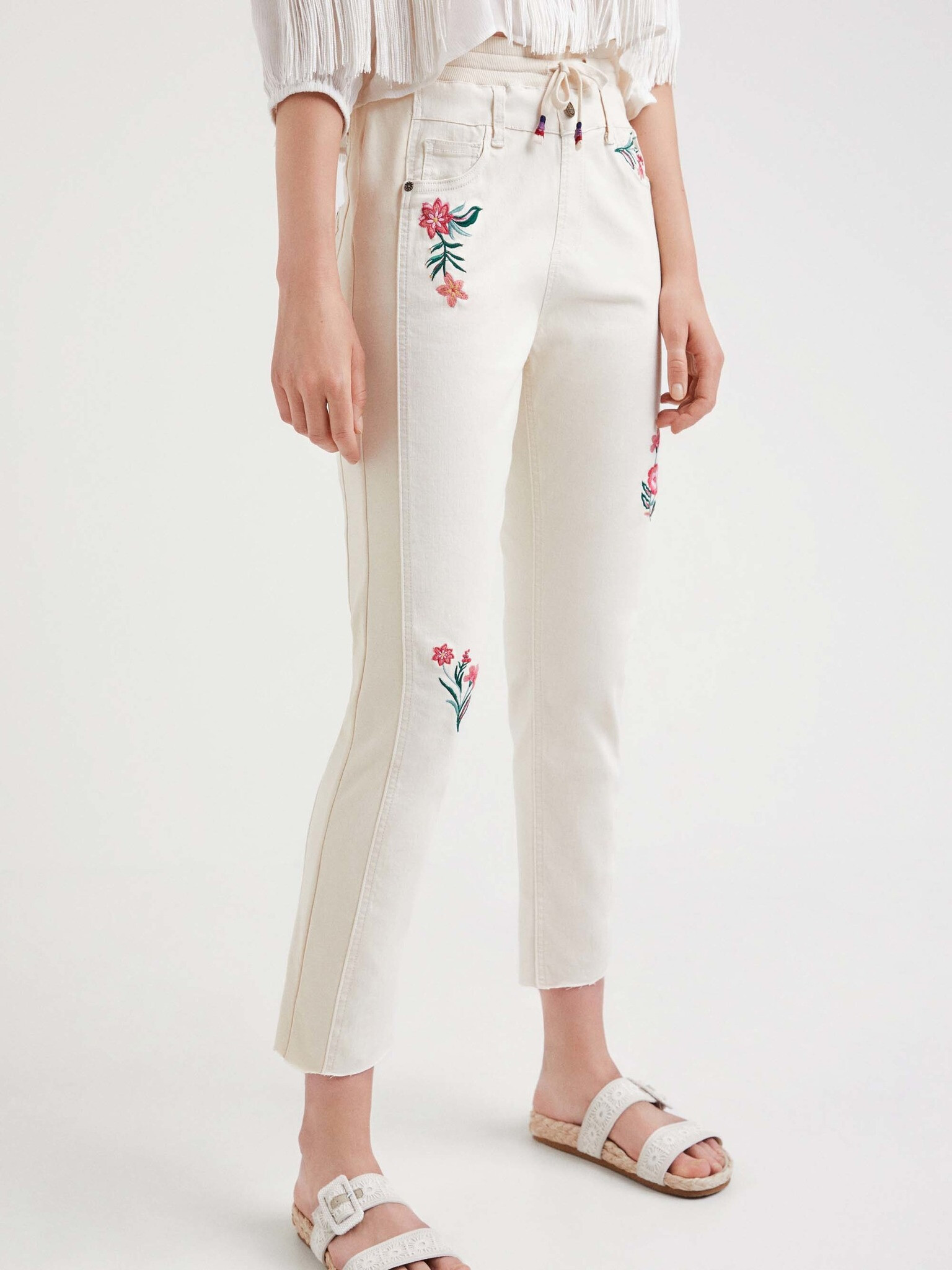 Desigual Lita Trousers White - Pepit.gr