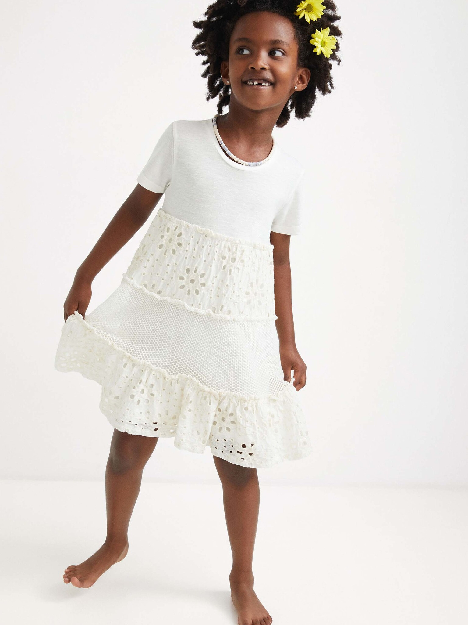 Desigual Raquel Kids Dress White - Pepit.gr