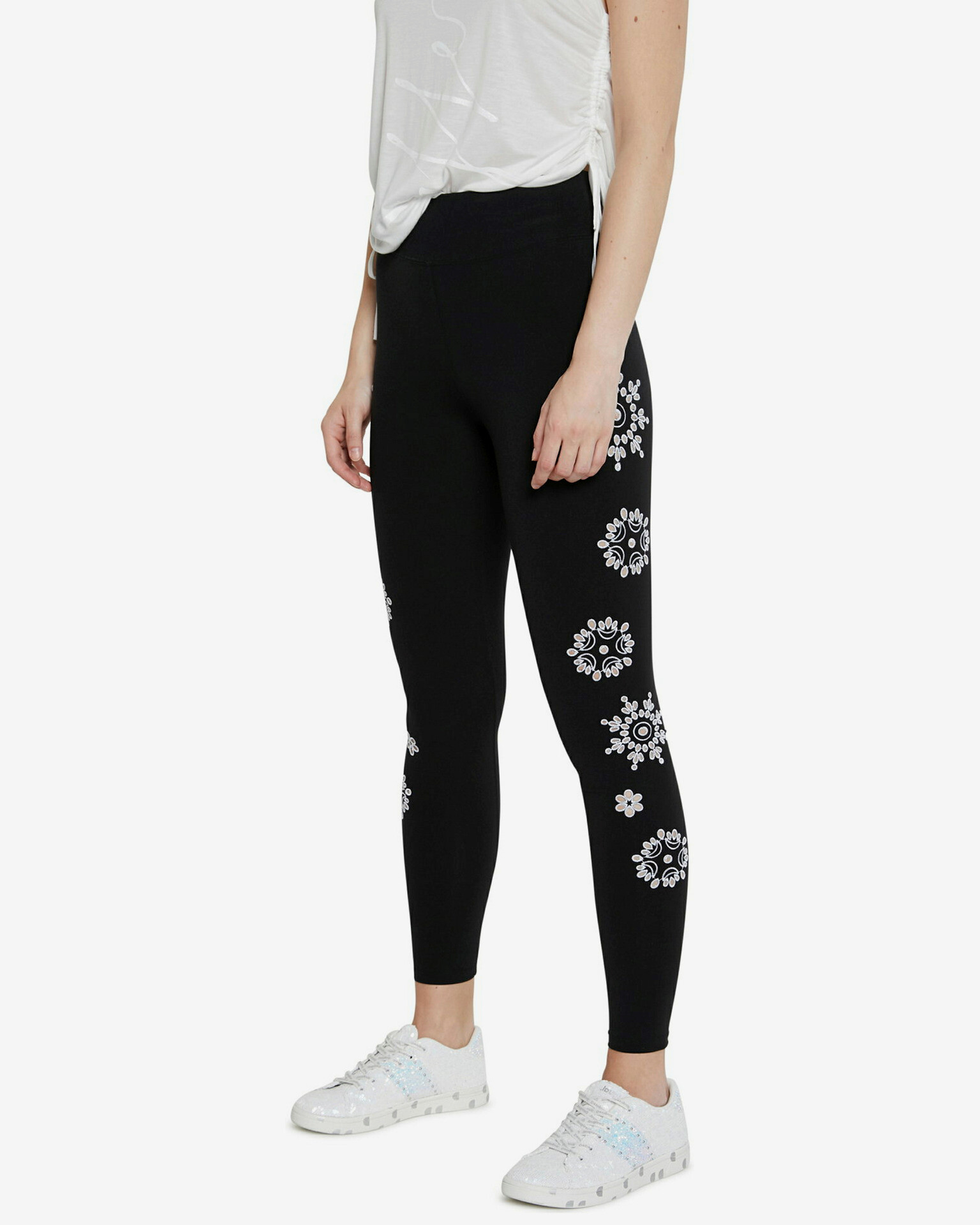 Desigual Swiss Embroidery Leggins Black - Pepit.gr