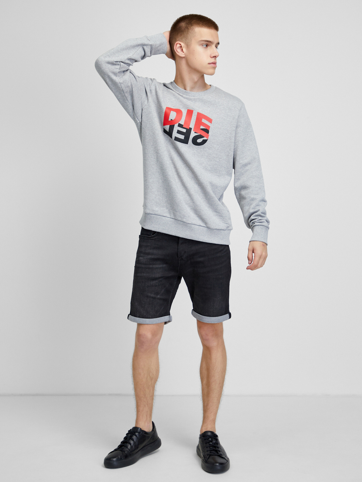 Diesel Girk Sweatshirt Grey - Pepit.gr