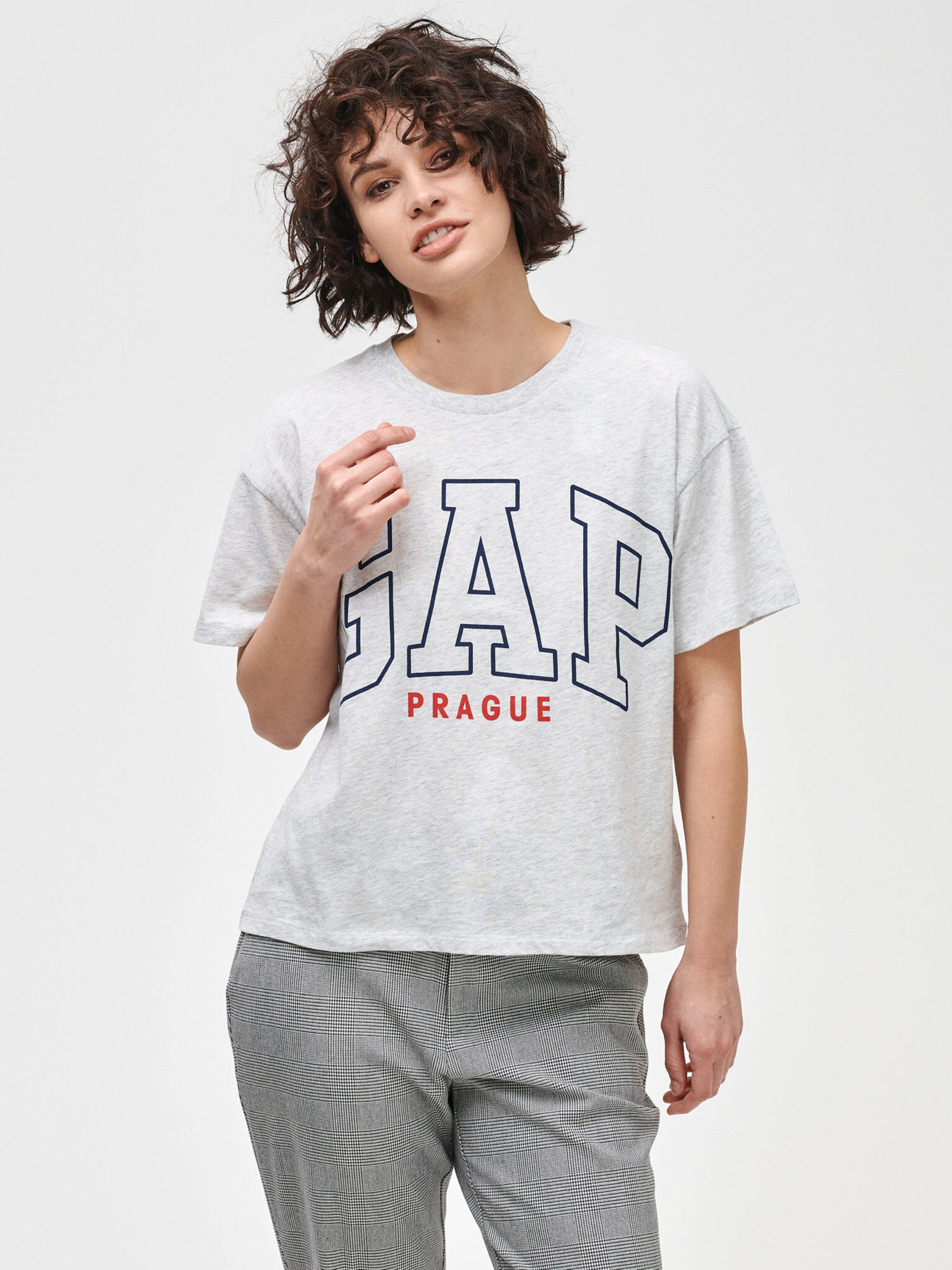 GAP Logo Prague T-shirt Grey - Pepit.gr