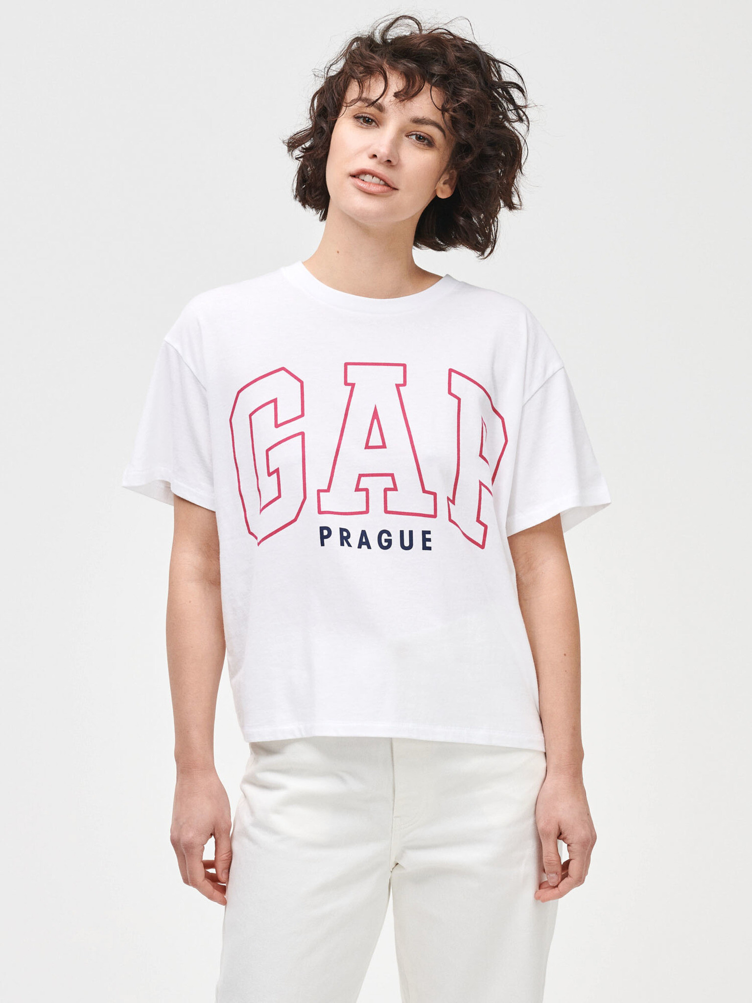 GAP Logo Prague T-shirt White - Pepit.gr