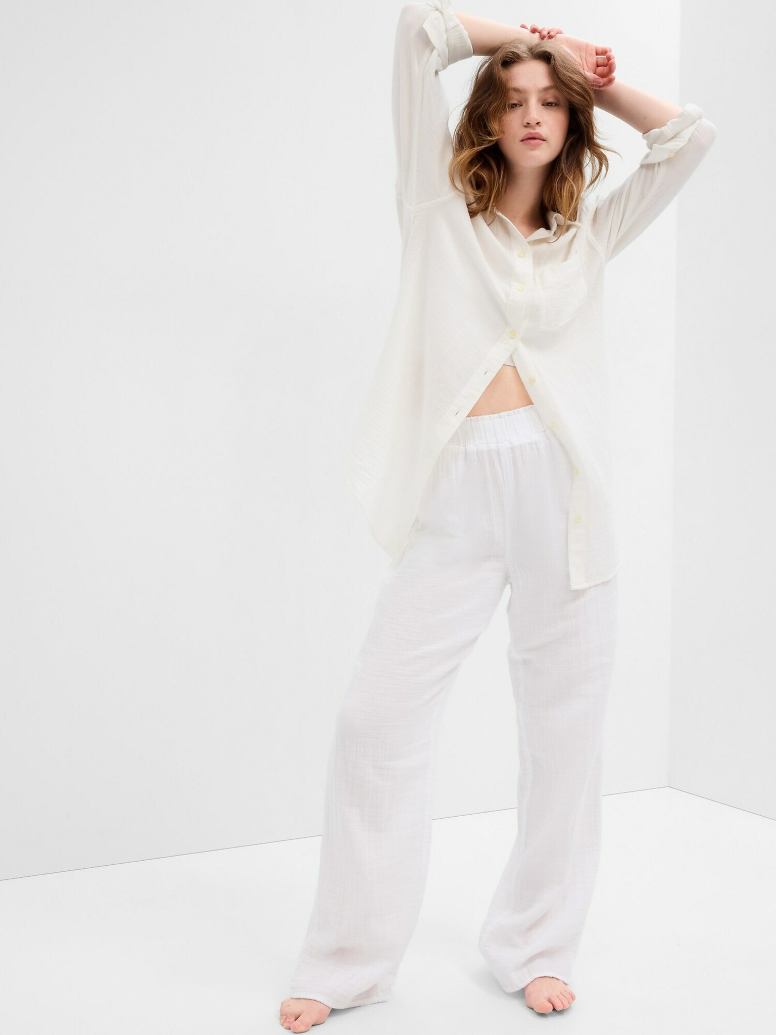 GAP Trousers White - Pepit.gr