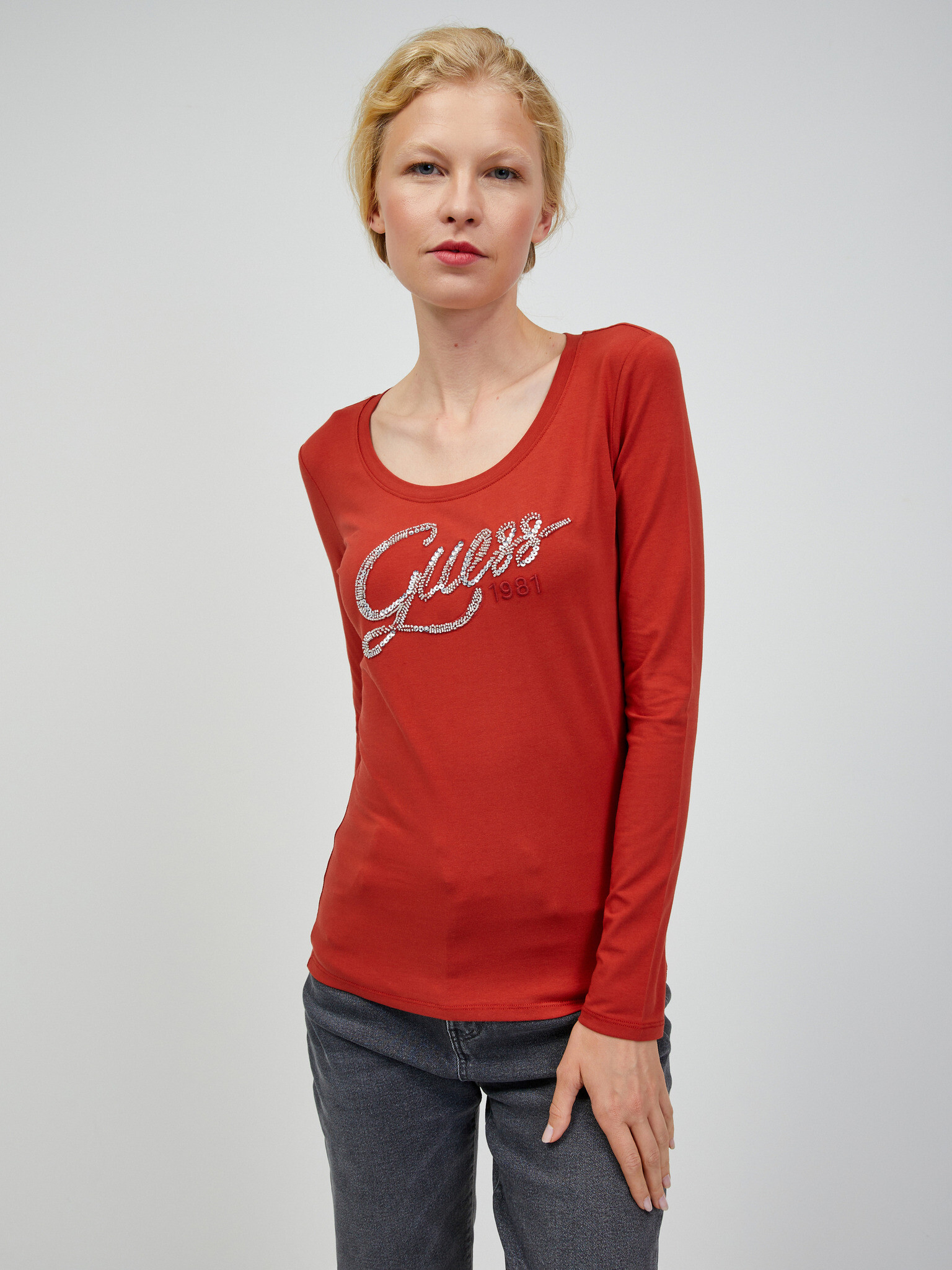 Guess Bryanna T-shirt Orange - Pepit.gr