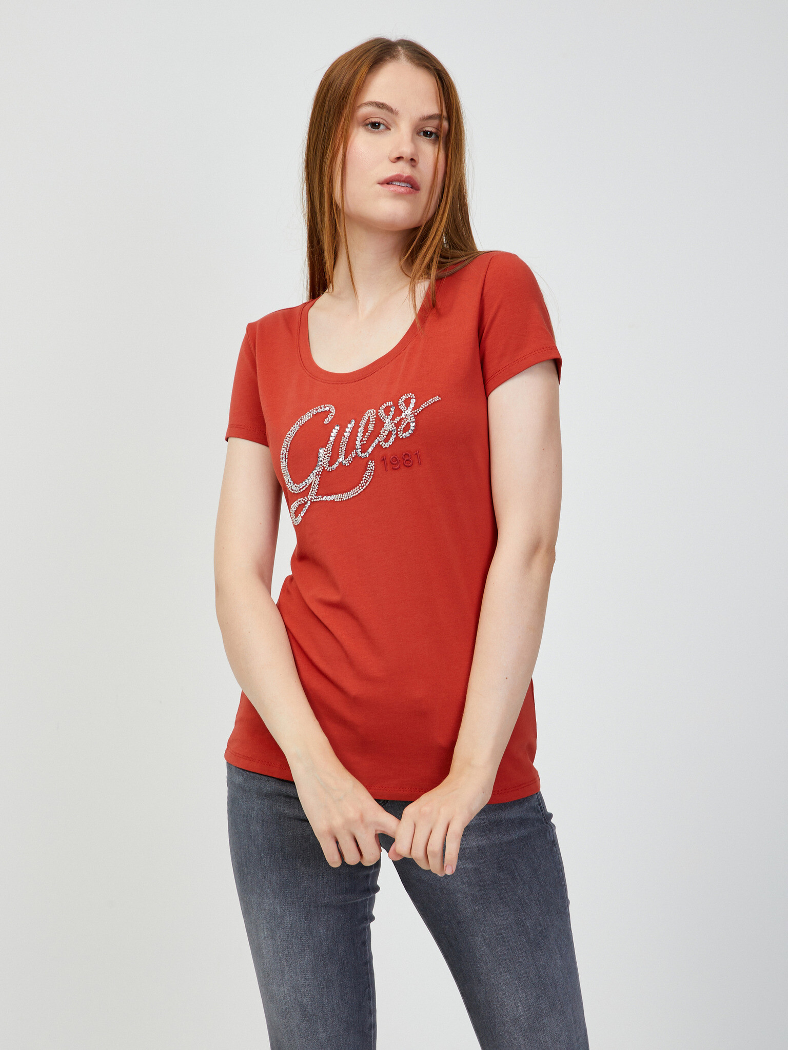 Guess Bryanna T-shirt Red - Pepit.gr