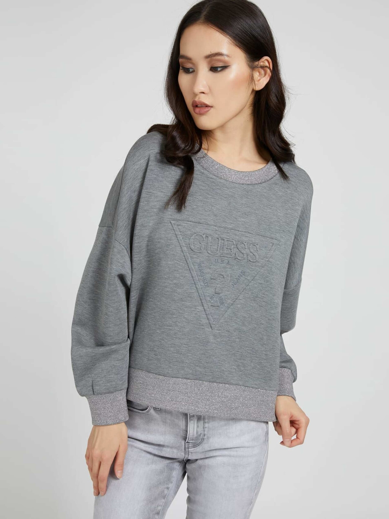 Guess Corina Sweatshirt Grey - Pepit.gr