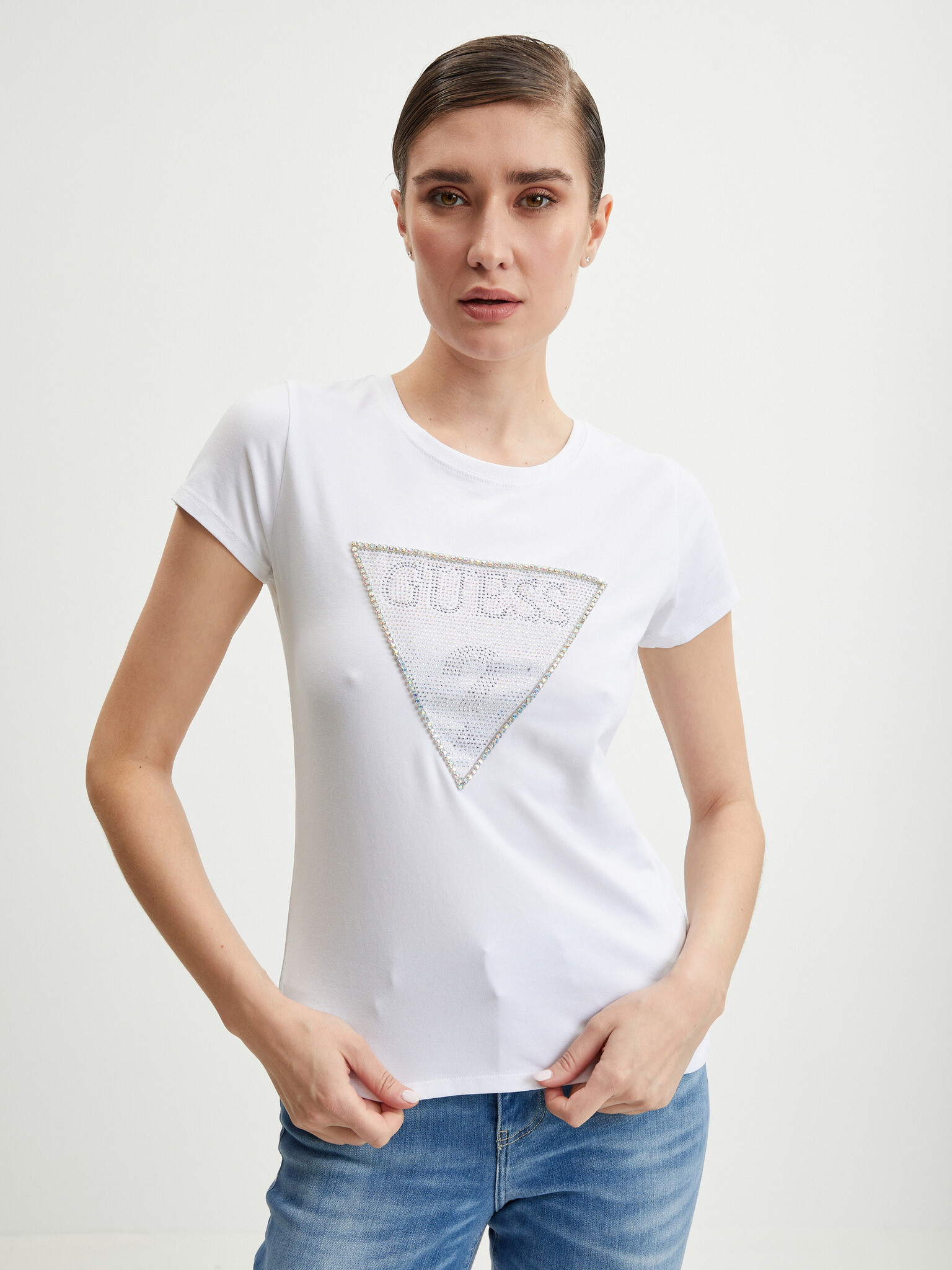 Guess Crystal T-shirt White - Pepit.gr