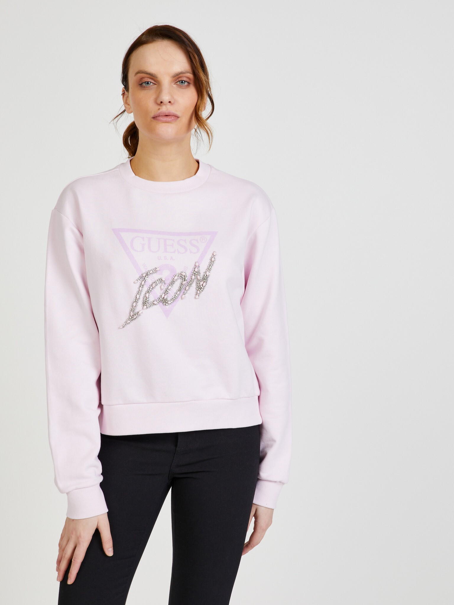 Guess Icon Sweatshirt Pink - Pepit.gr