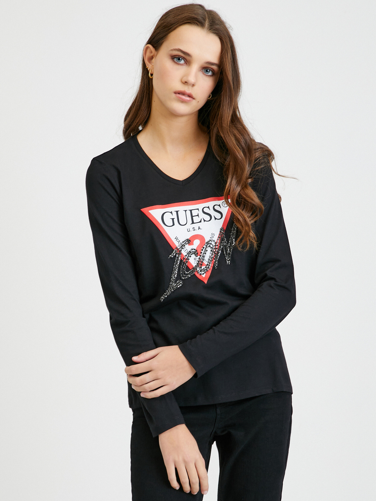 Guess Icon T-shirt Black - Pepit.gr