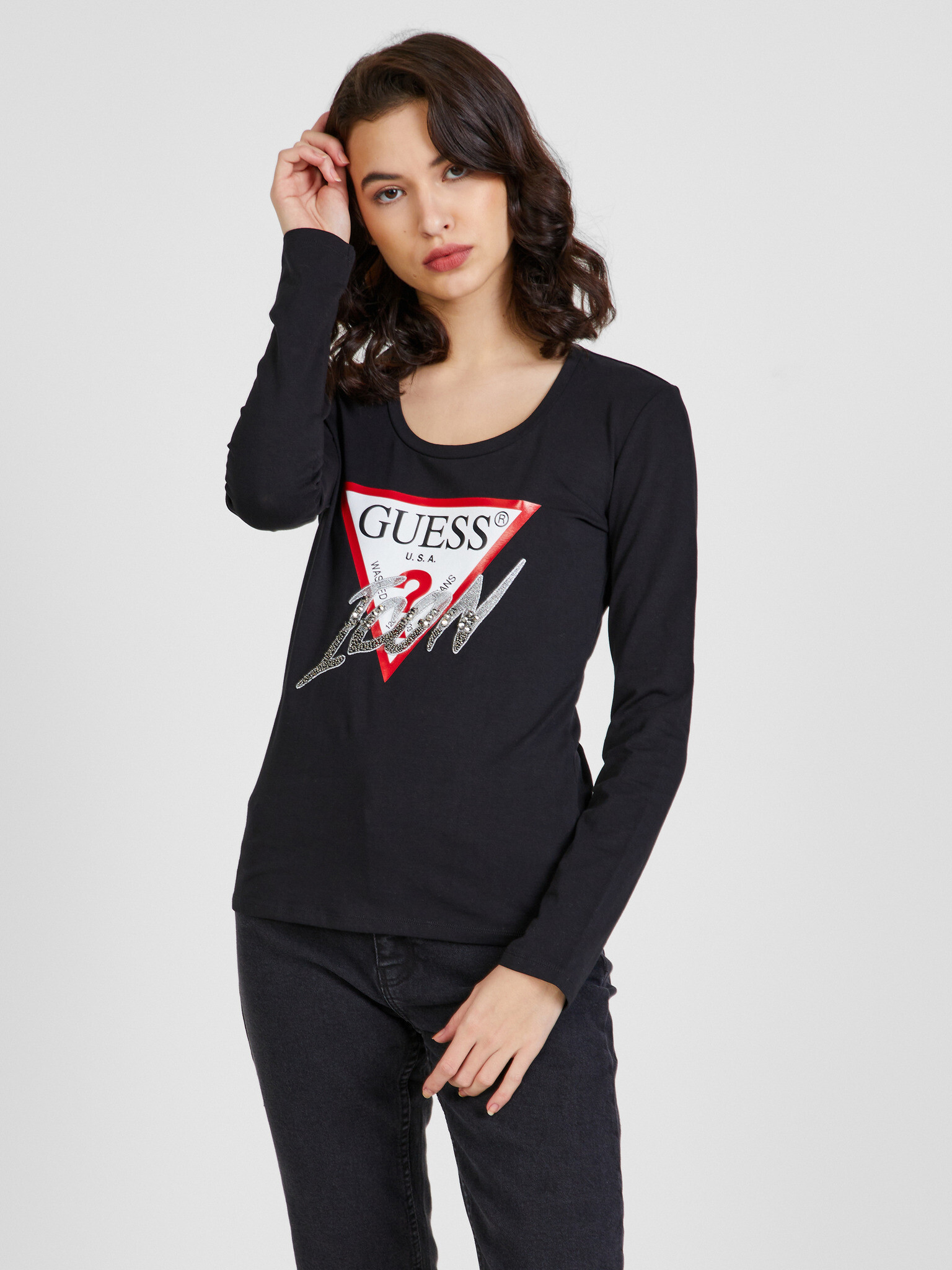 Guess Icon T-shirt Black - Pepit.gr