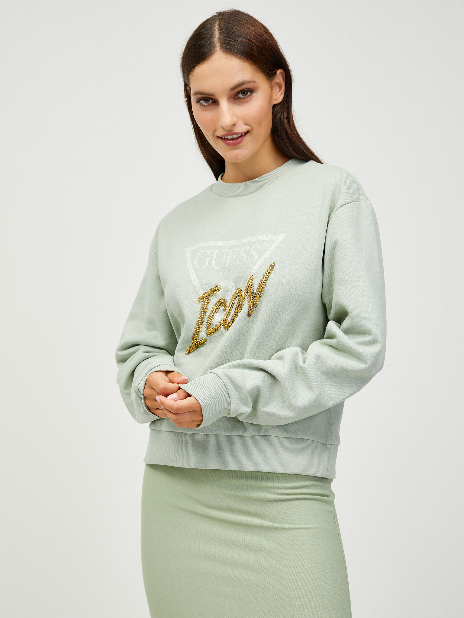 Guess Sweatshirt Green - Pepit.gr