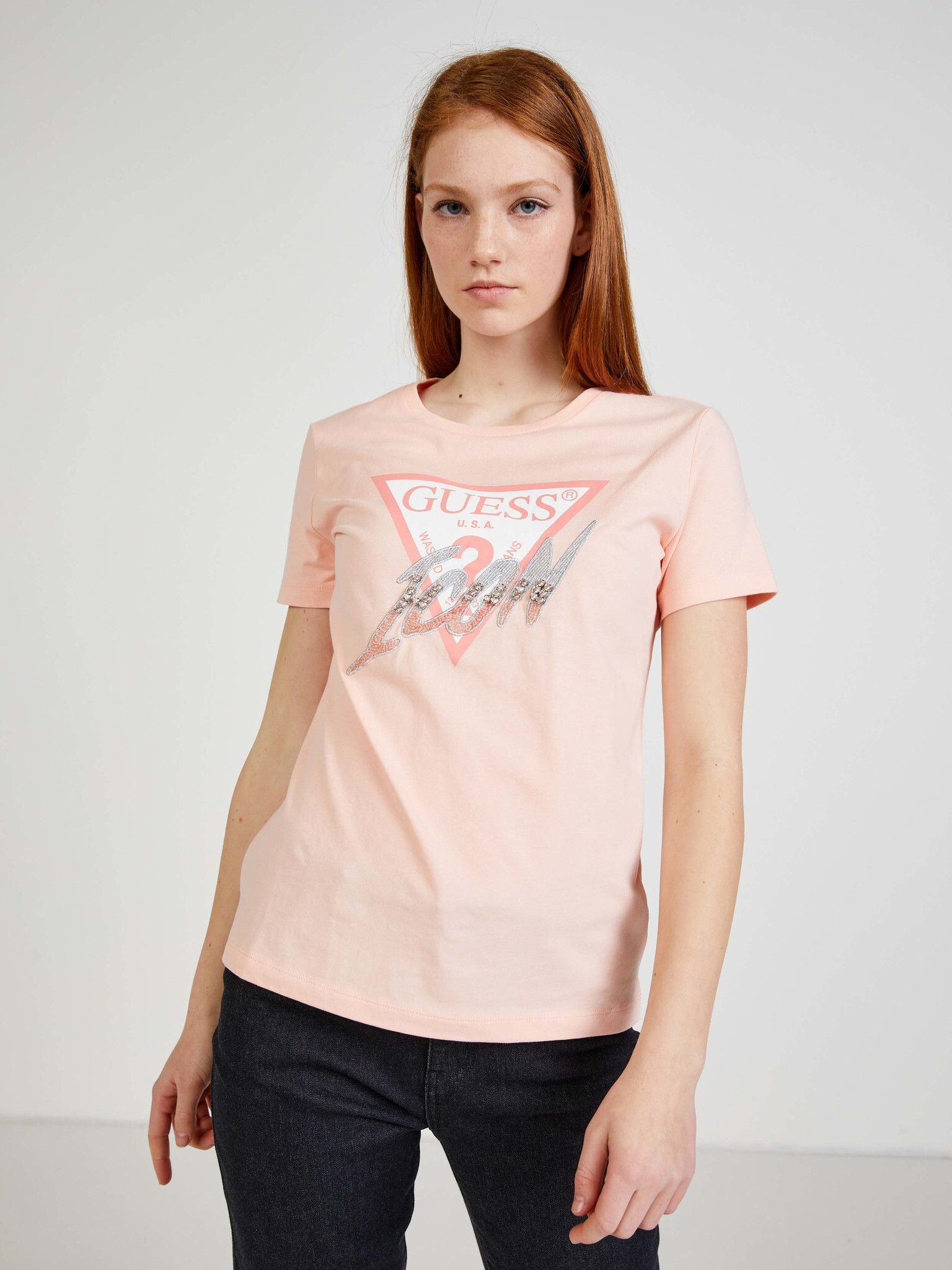 Guess T-shirt Orange - Pepit.gr