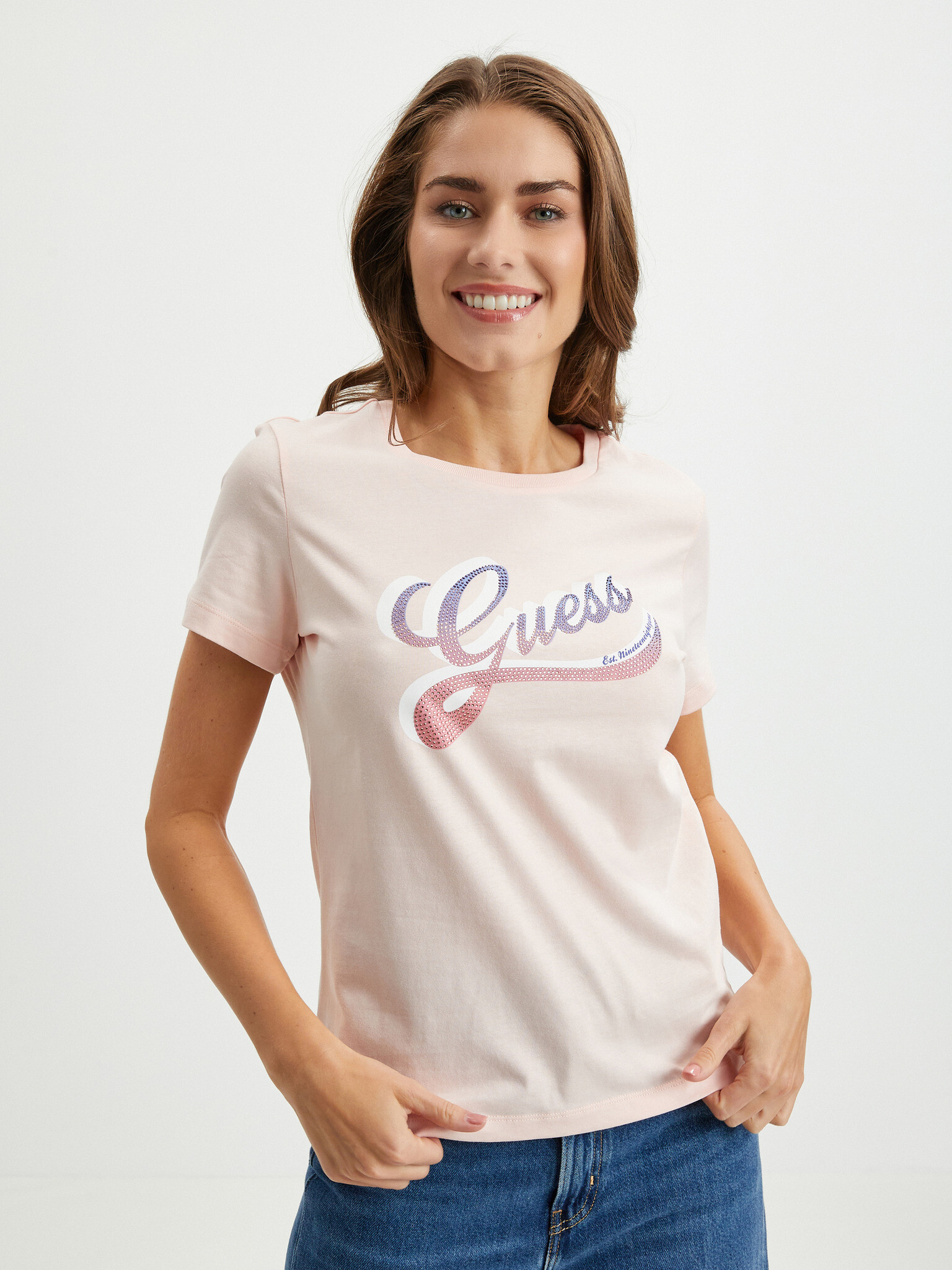 Guess T-shirt Pink - Pepit.gr