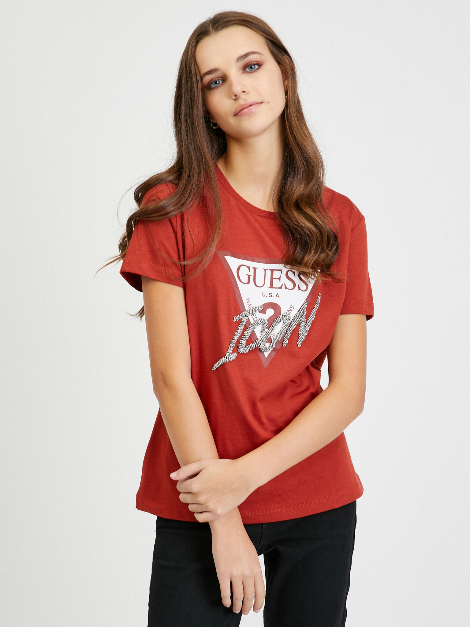 Guess T-shirt Red - Pepit.gr