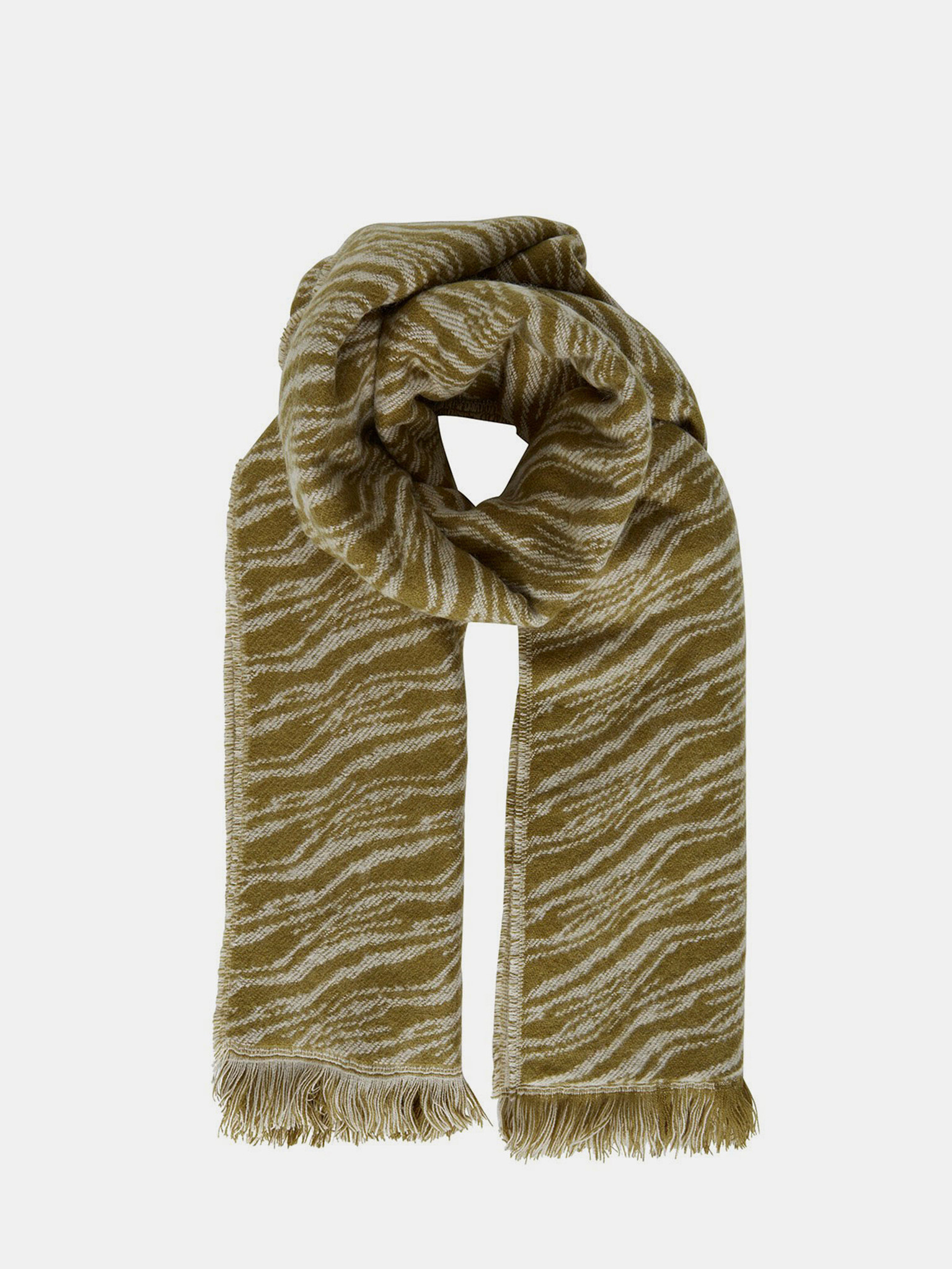 ICHI Iazebra Scarf Green - Pepit.gr