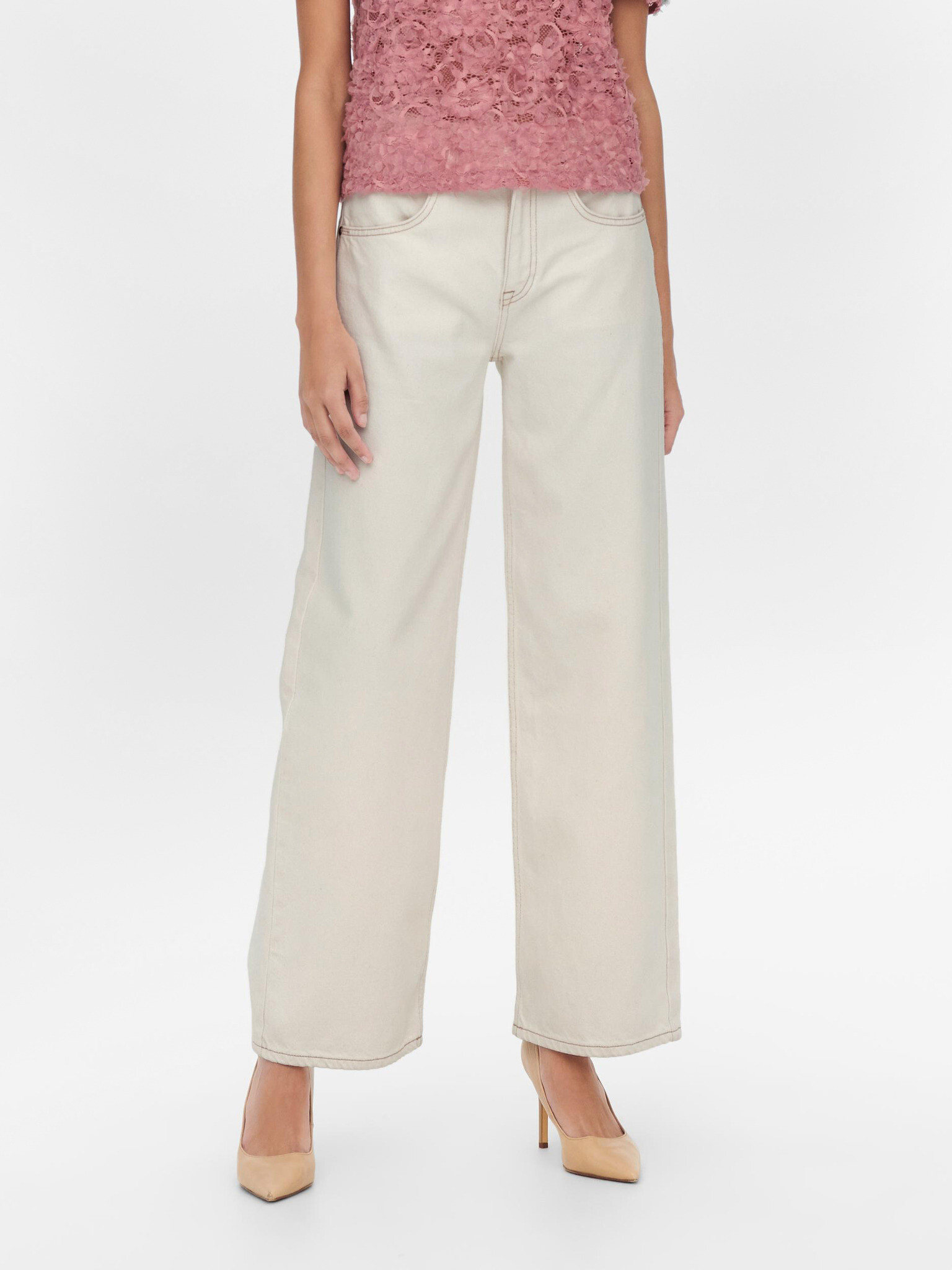 Jacqueline de Yong Ariel Jeans White - Pepit.gr