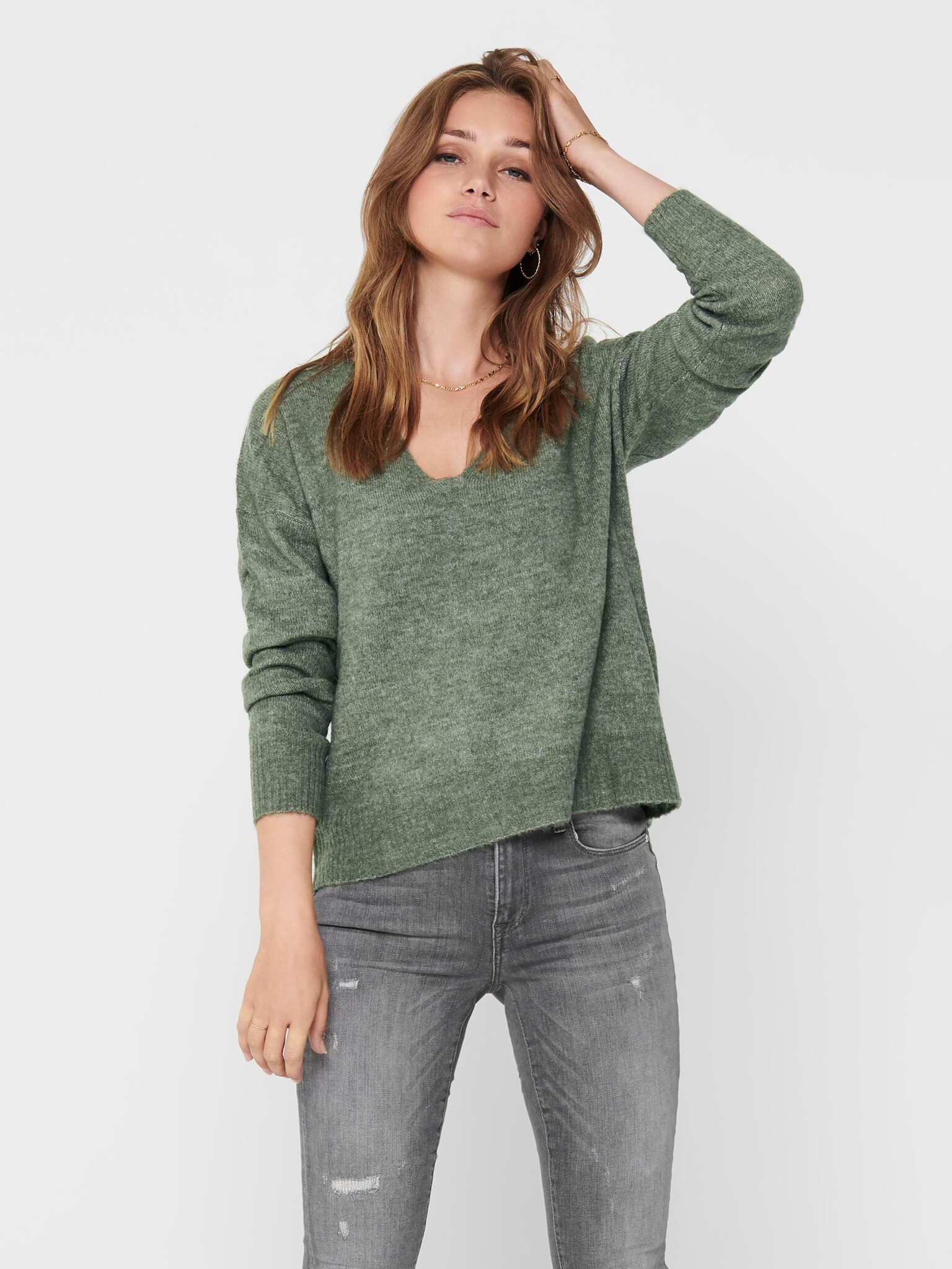 Jacqueline de Yong Elanora Sweater Green - Pepit.gr