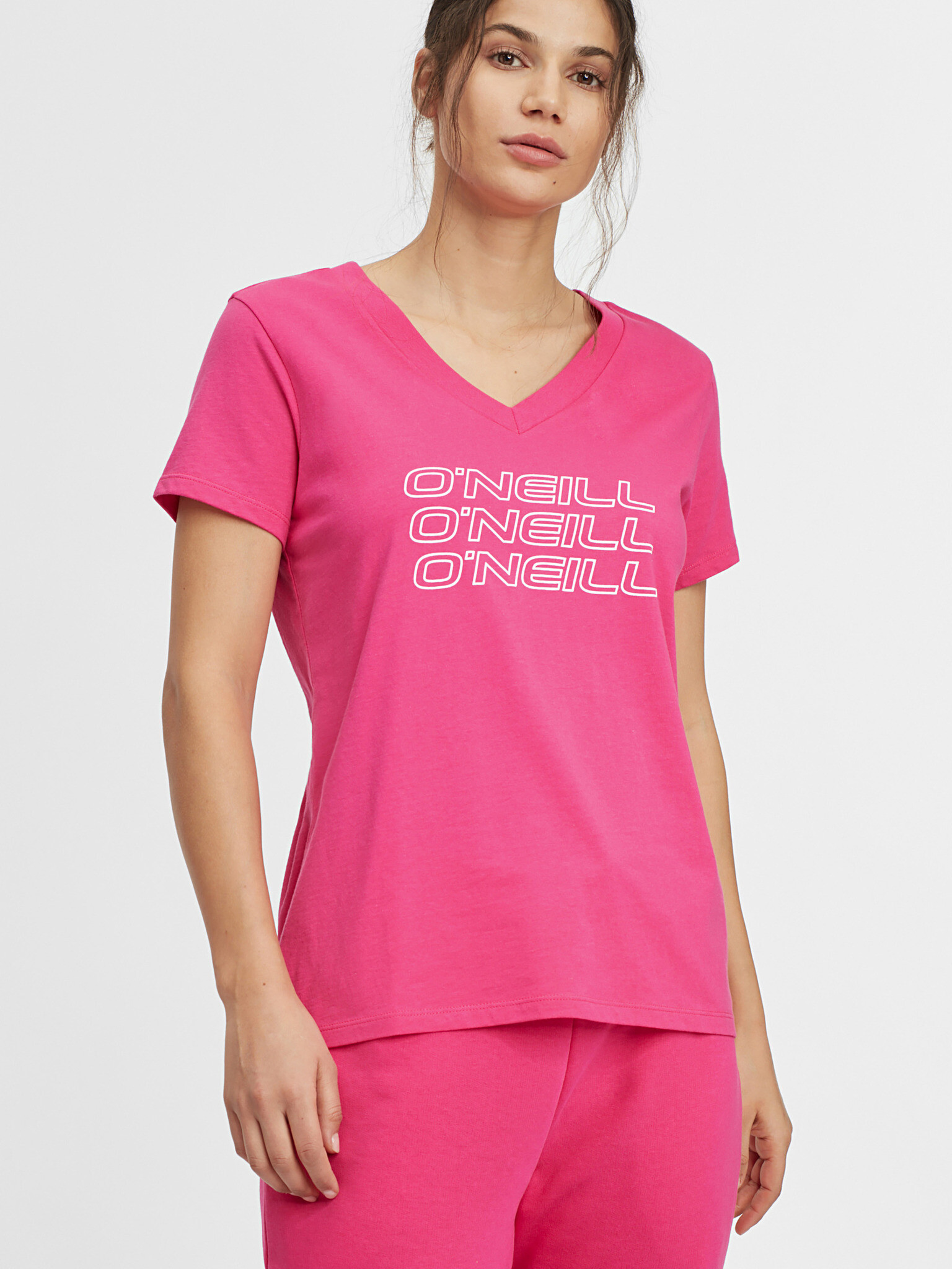 O'Neill Triple Stack V-Neck T-shirt Pink - Pepit.gr