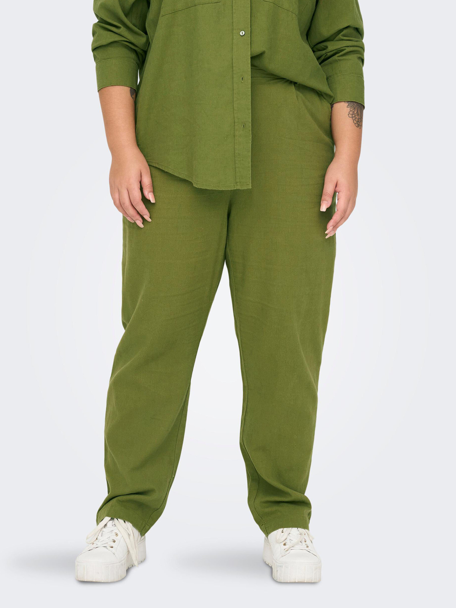 ONLY CARMAKOMA Caro Trousers Green - Pepit.gr