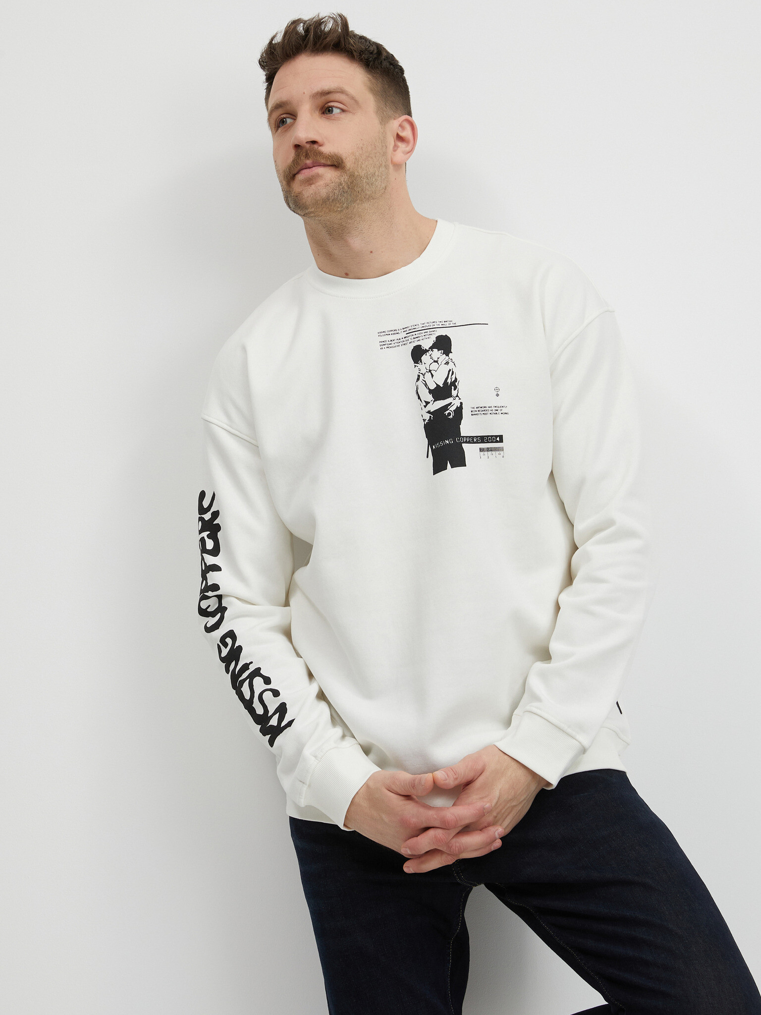 ONLY & SONS Banksy Sweatshirt White - Pepit.gr