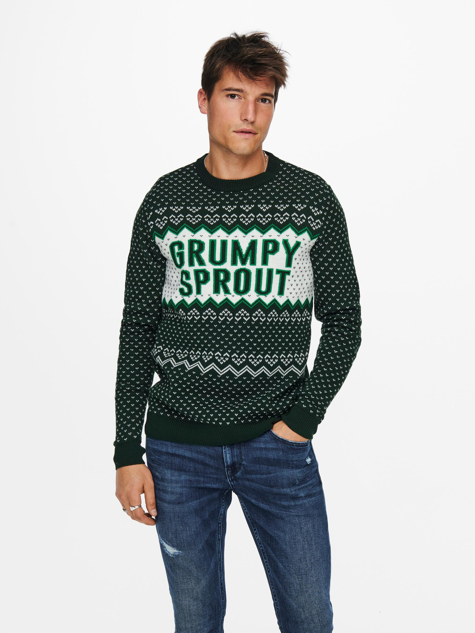 ONLY & SONS X-mas Sweater Green - Pepit.gr