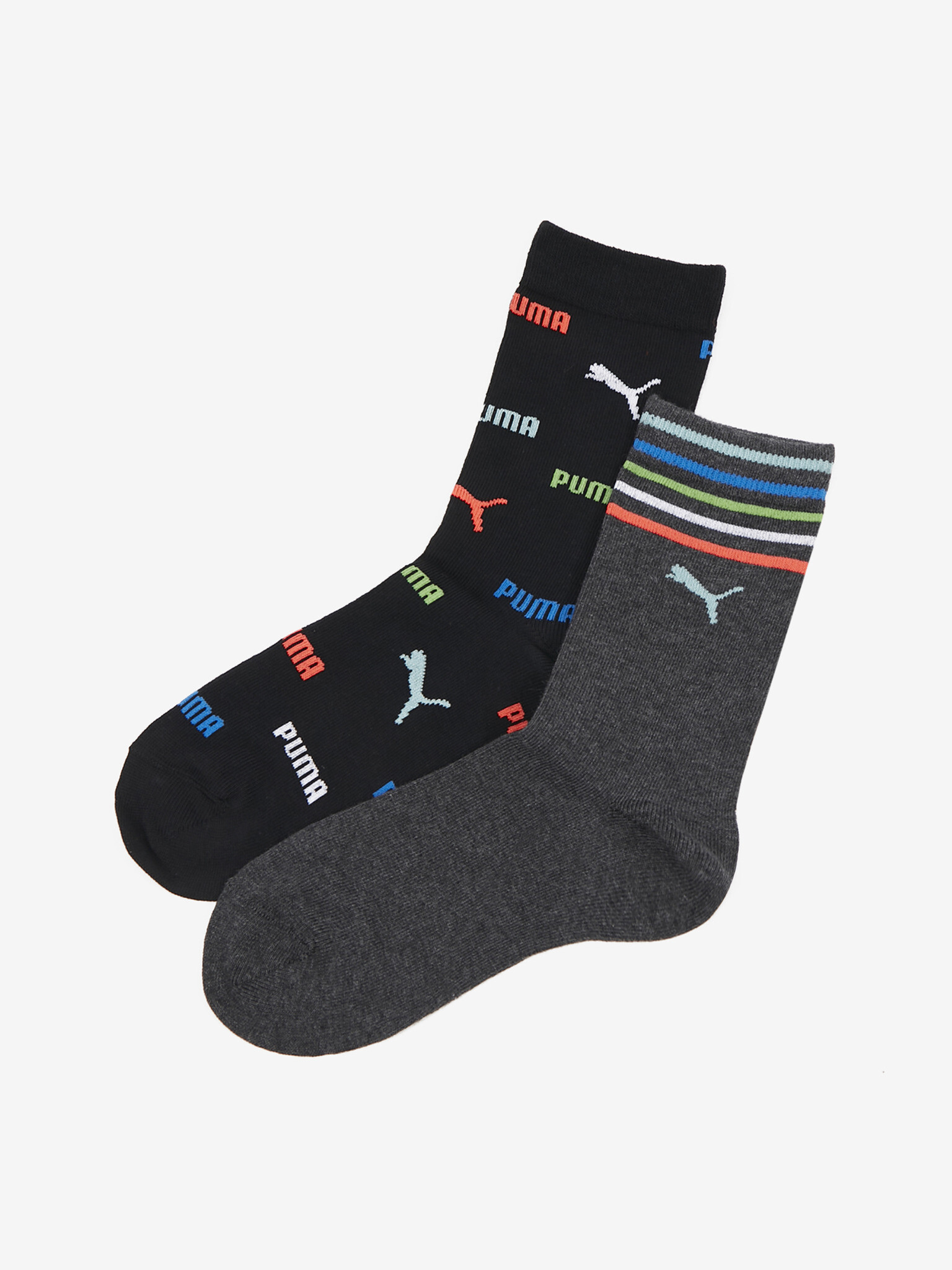 Puma Logo Aop Kids Socks 2 pairs Black - Pepit.gr