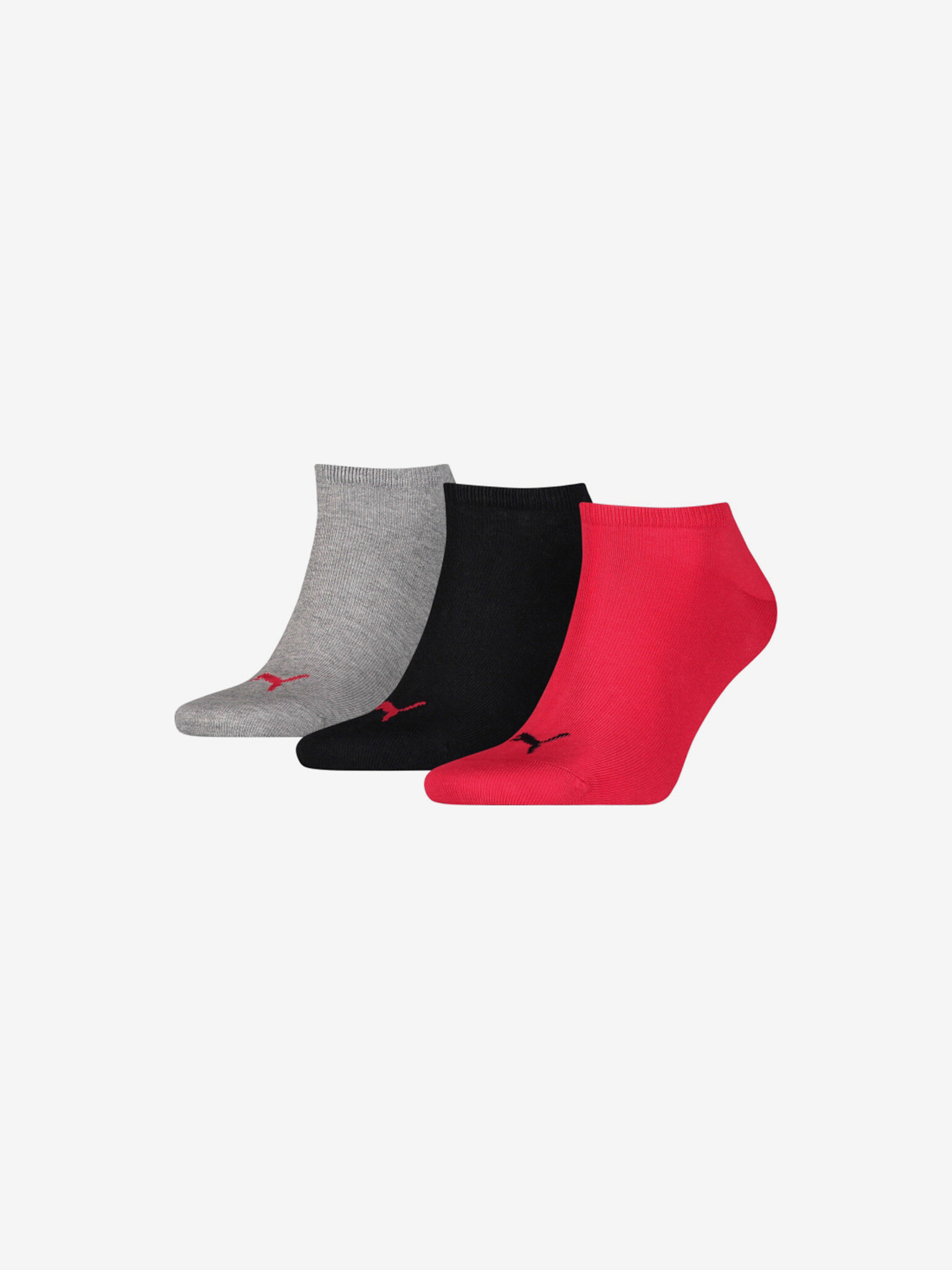 Puma Set of 3 pairs of socks Black Red Grey - Pepit.gr