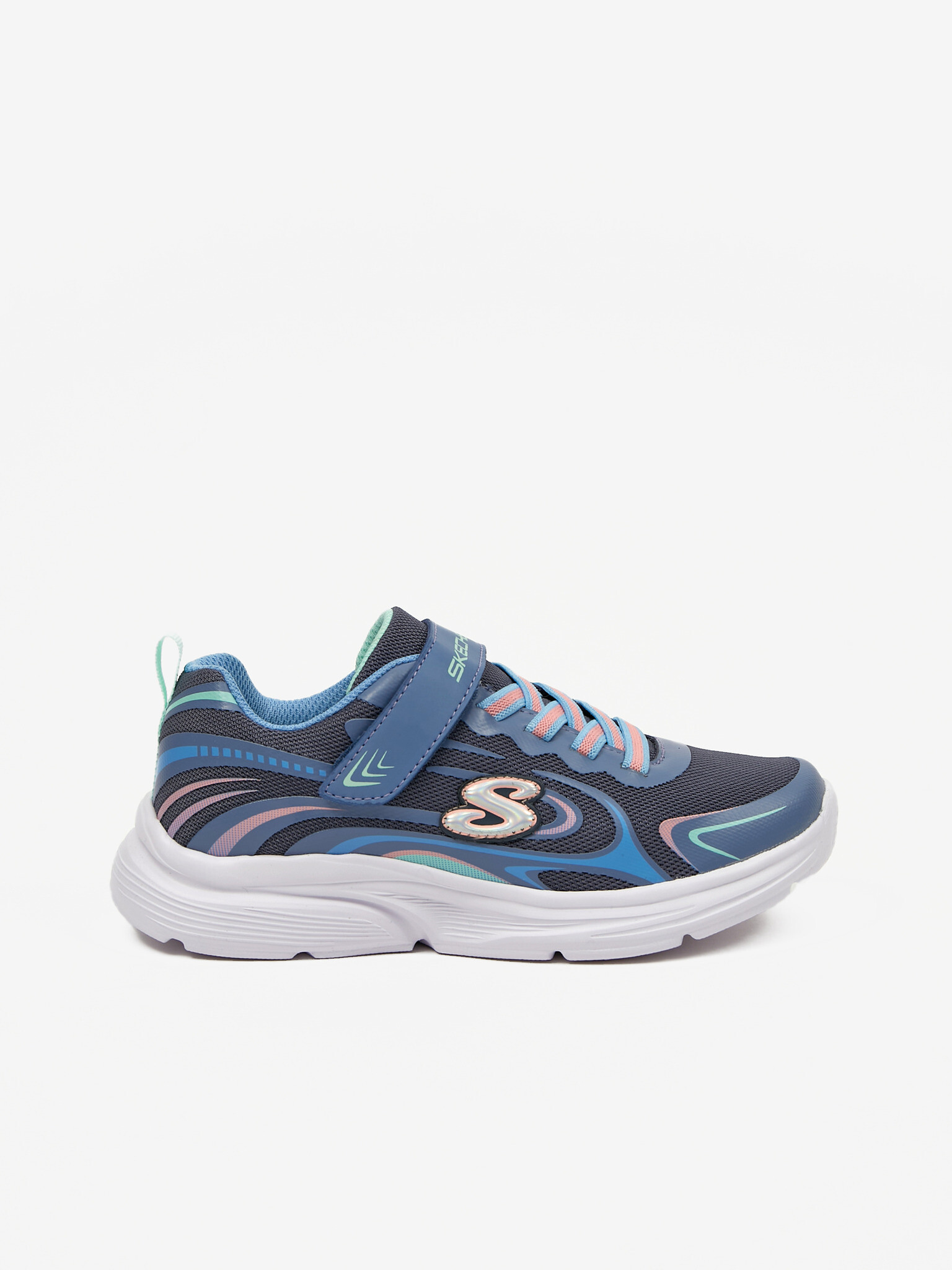 Skechers Wavy Lites Eureka Shine Kids Sneakers Blue - Pepit.gr