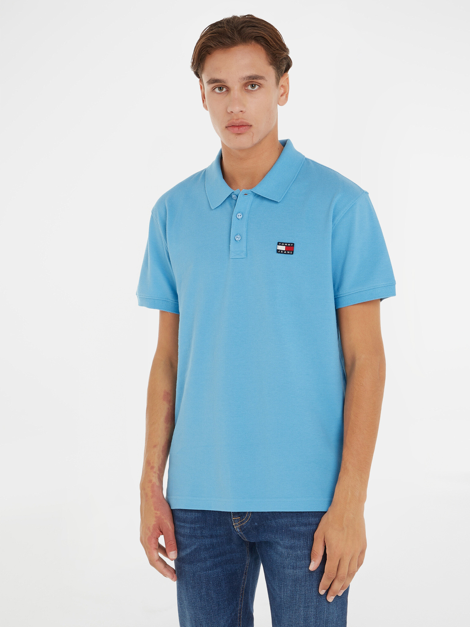 Tommy Jeans Badge Polo Shirt Blue - Pepit.gr