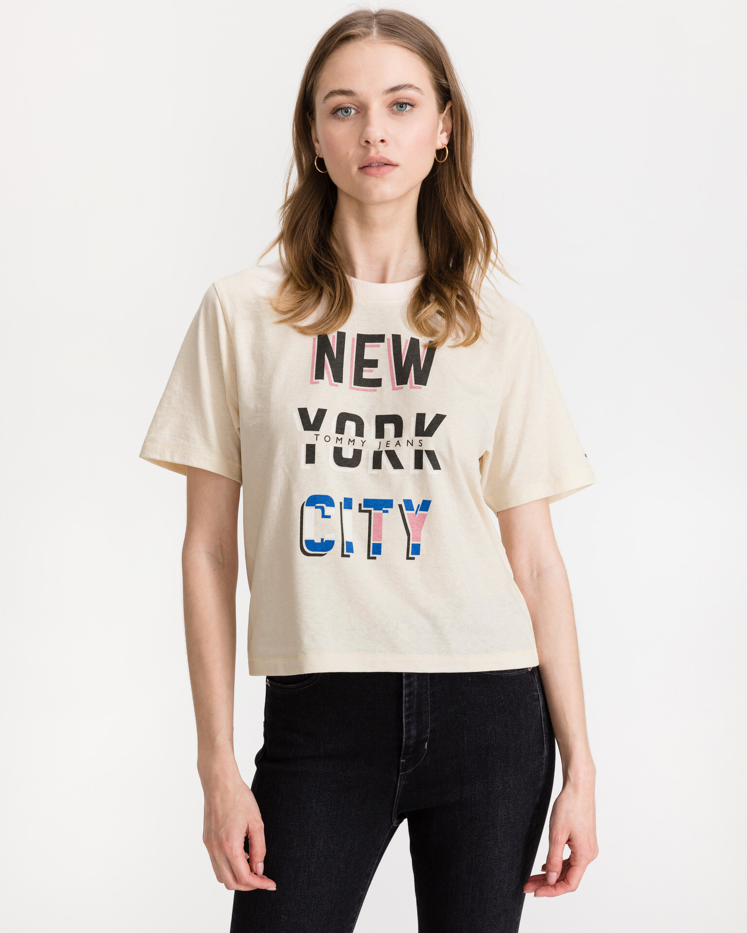 Tommy Jeans New York City Crop top Beige - Pepit.gr