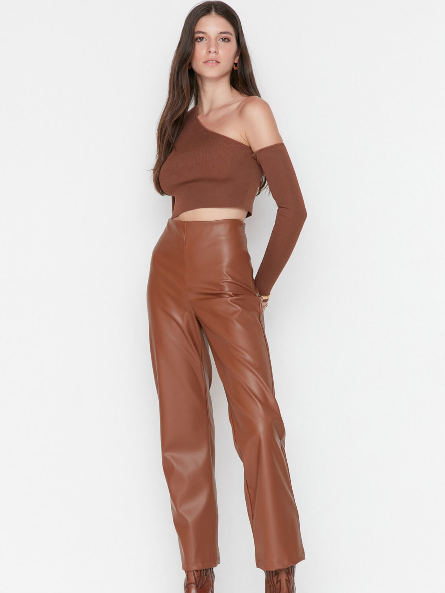 Trendyol Trousers Brown - Pepit.gr