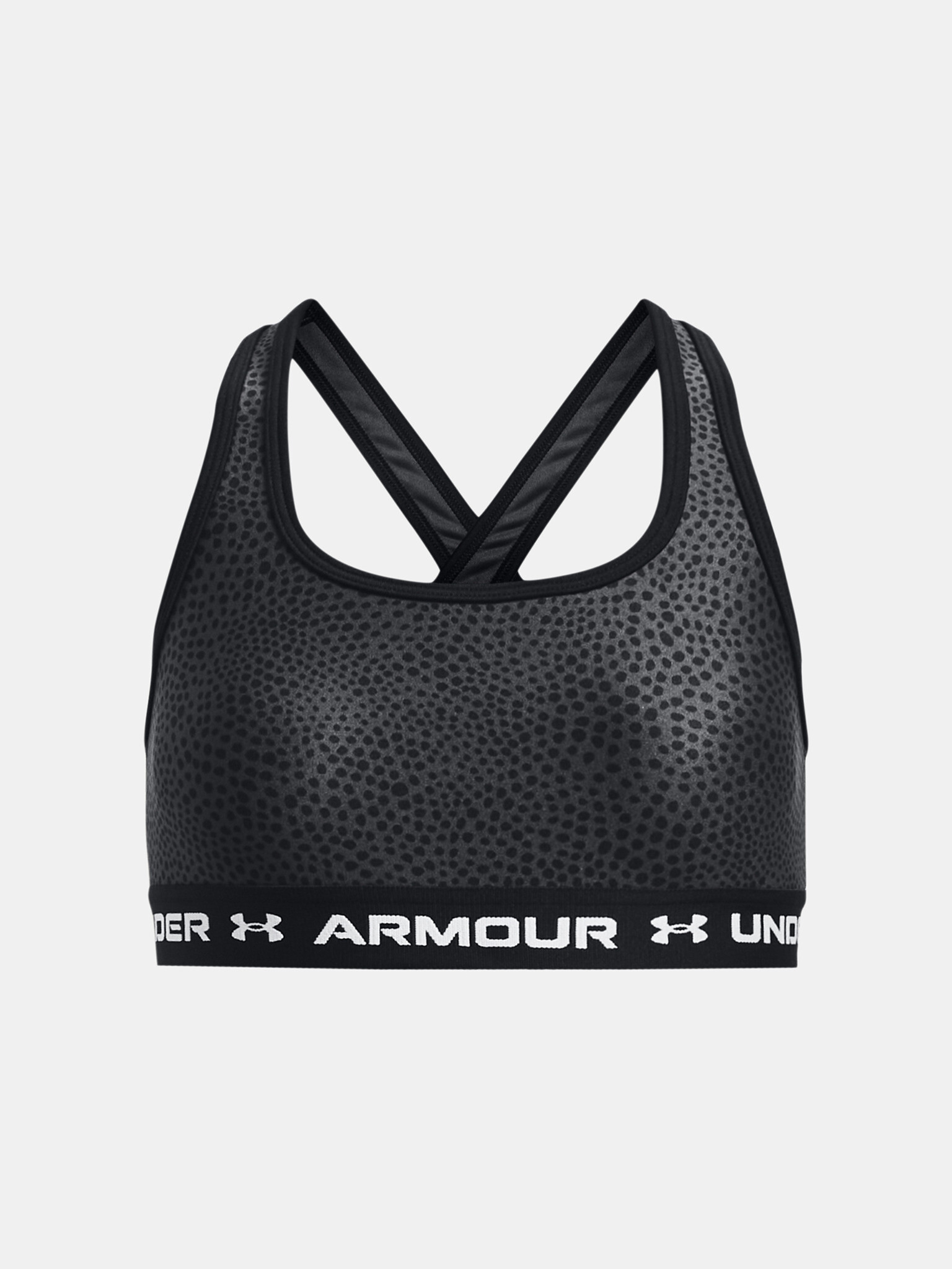 Under Armour G Crossback Mid Printed Girls Bra Black - Pepit.gr