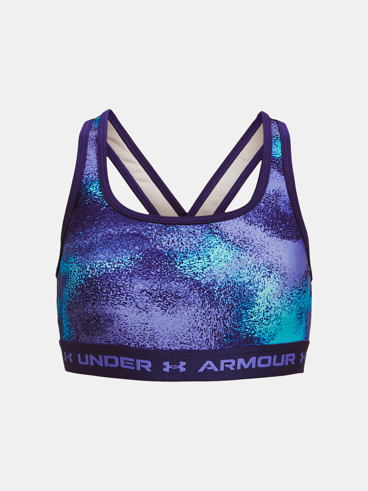 Under Armour G Crossback Mid Printed Girls Bra Blue - Pepit.gr