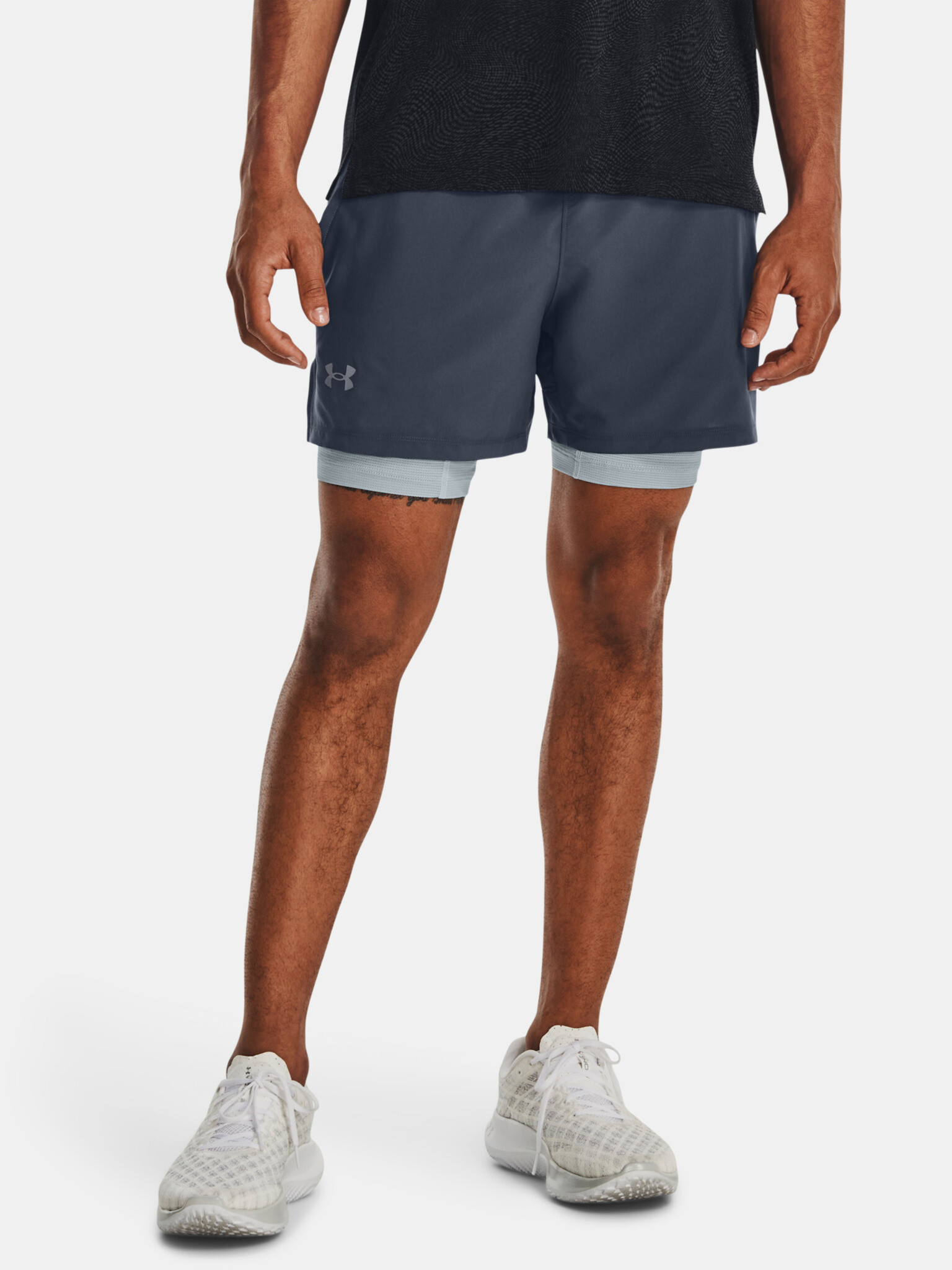 Under Armour Launch Elite 2in1 5'' Short pants Grey - Pepit.gr