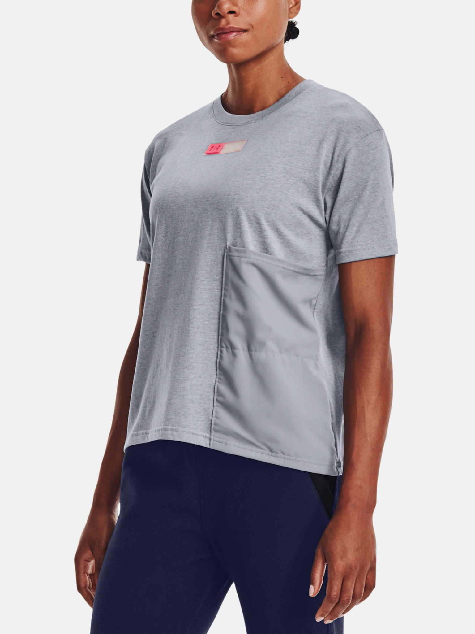 Under Armour Live Woven Pocket T-shirt Grey - Pepit.gr