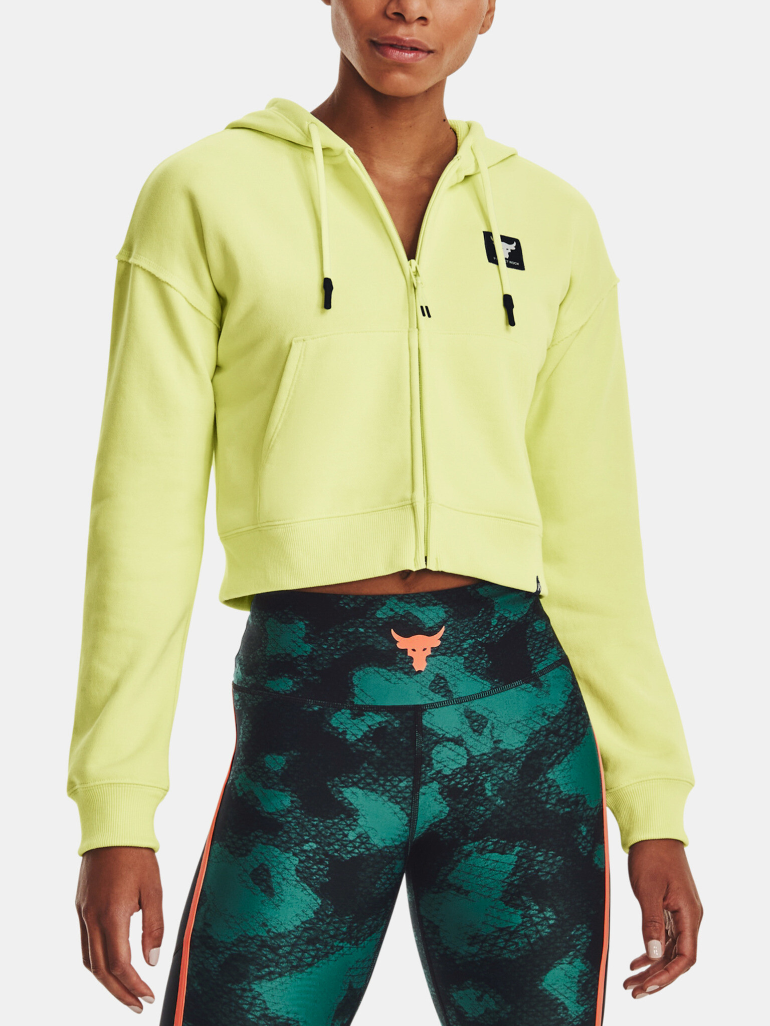 Under Armour Project Rock HW Terry FZ Sweatshirt Green - Pepit.gr